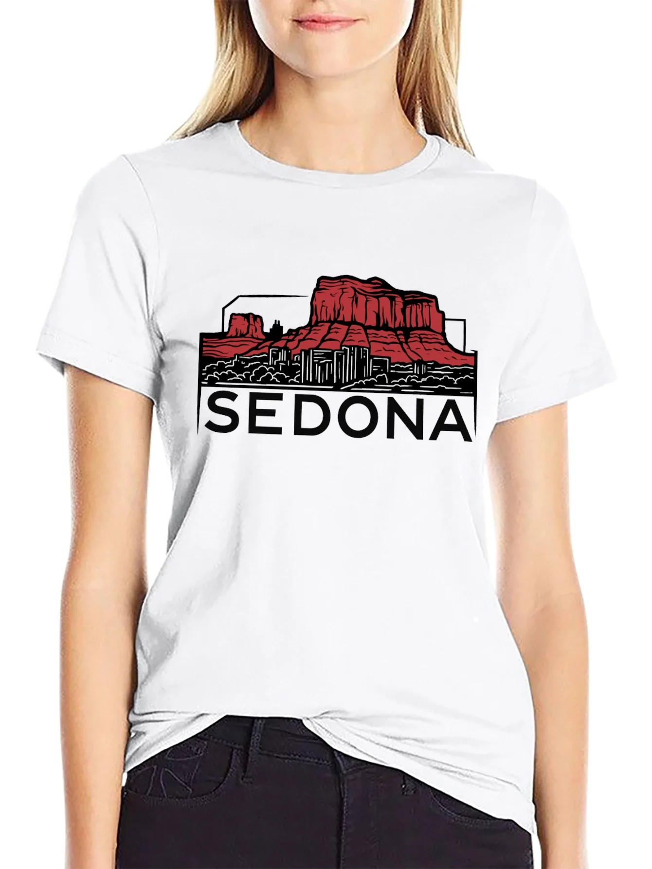 Camiseta Negra Sedona Gr¨¢fica Monta?a Arizona Hombre