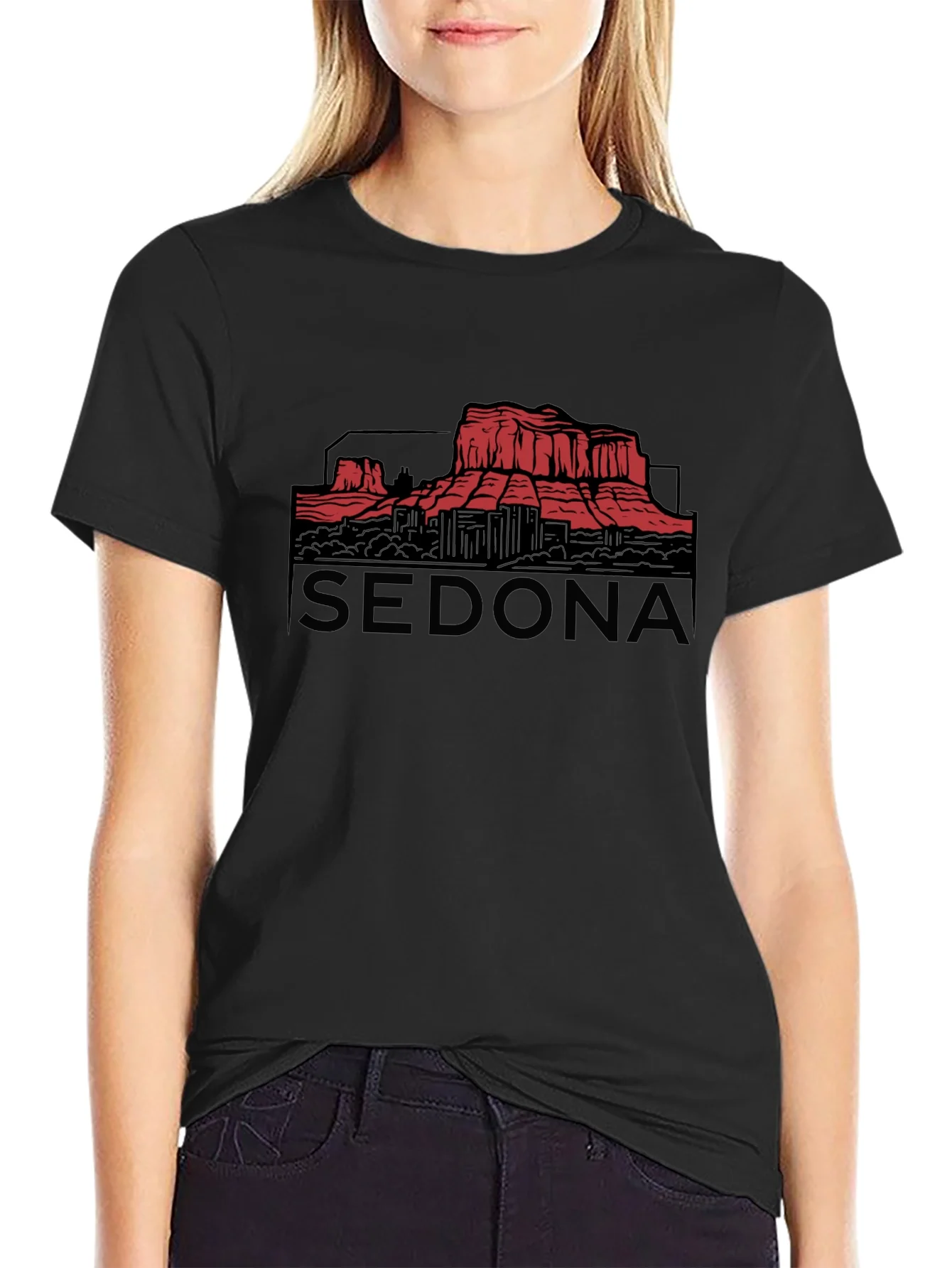 Camiseta Negra Sedona Gr¨¢fica Monta?a Arizona Hombre