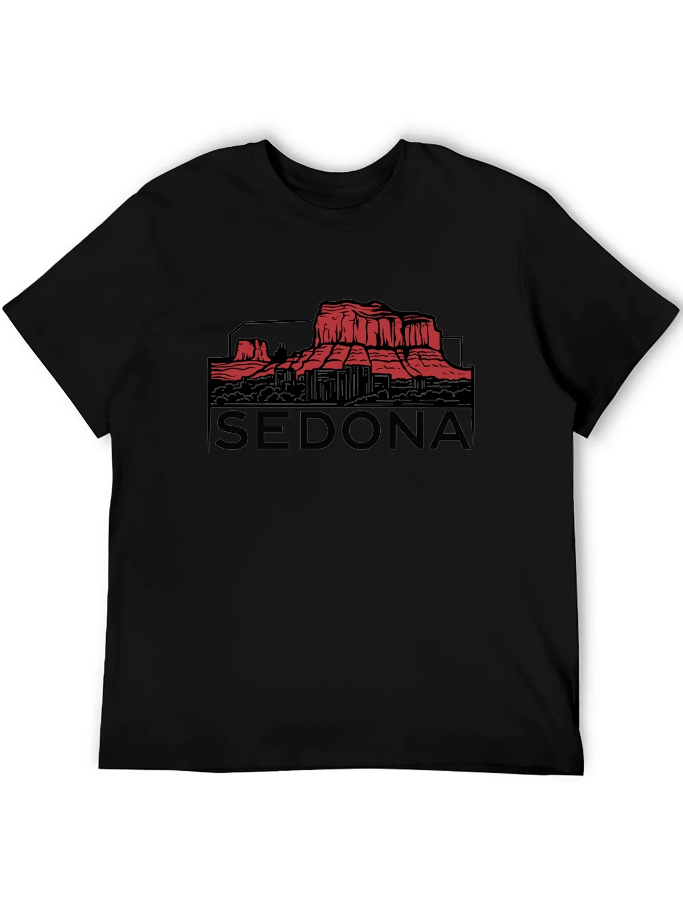 Camiseta Negra Sedona Gr¨¢fica Monta?a Arizona Hombre