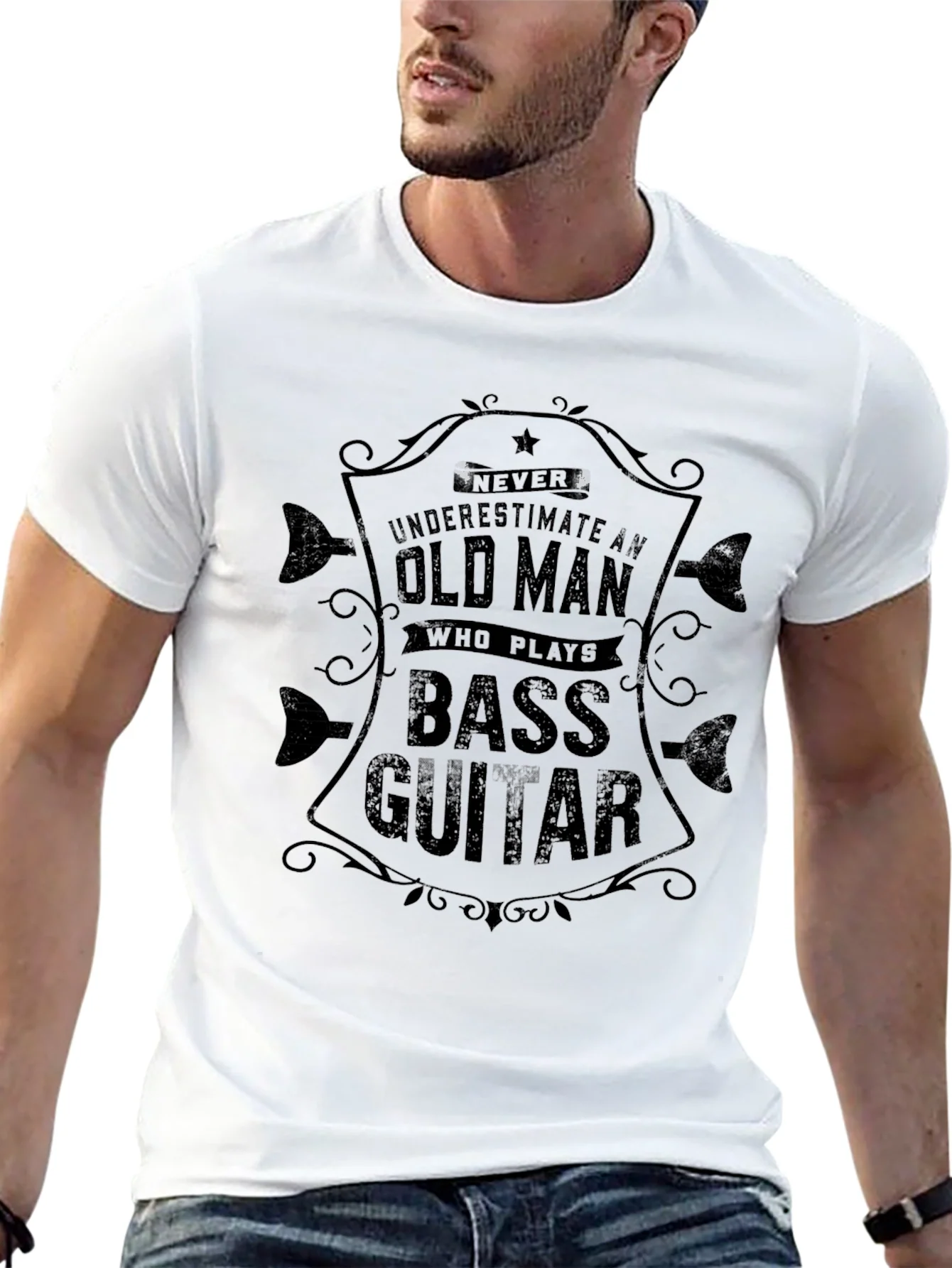 Rebbecca Old Man Bass Guitar Graphic T-Shirt