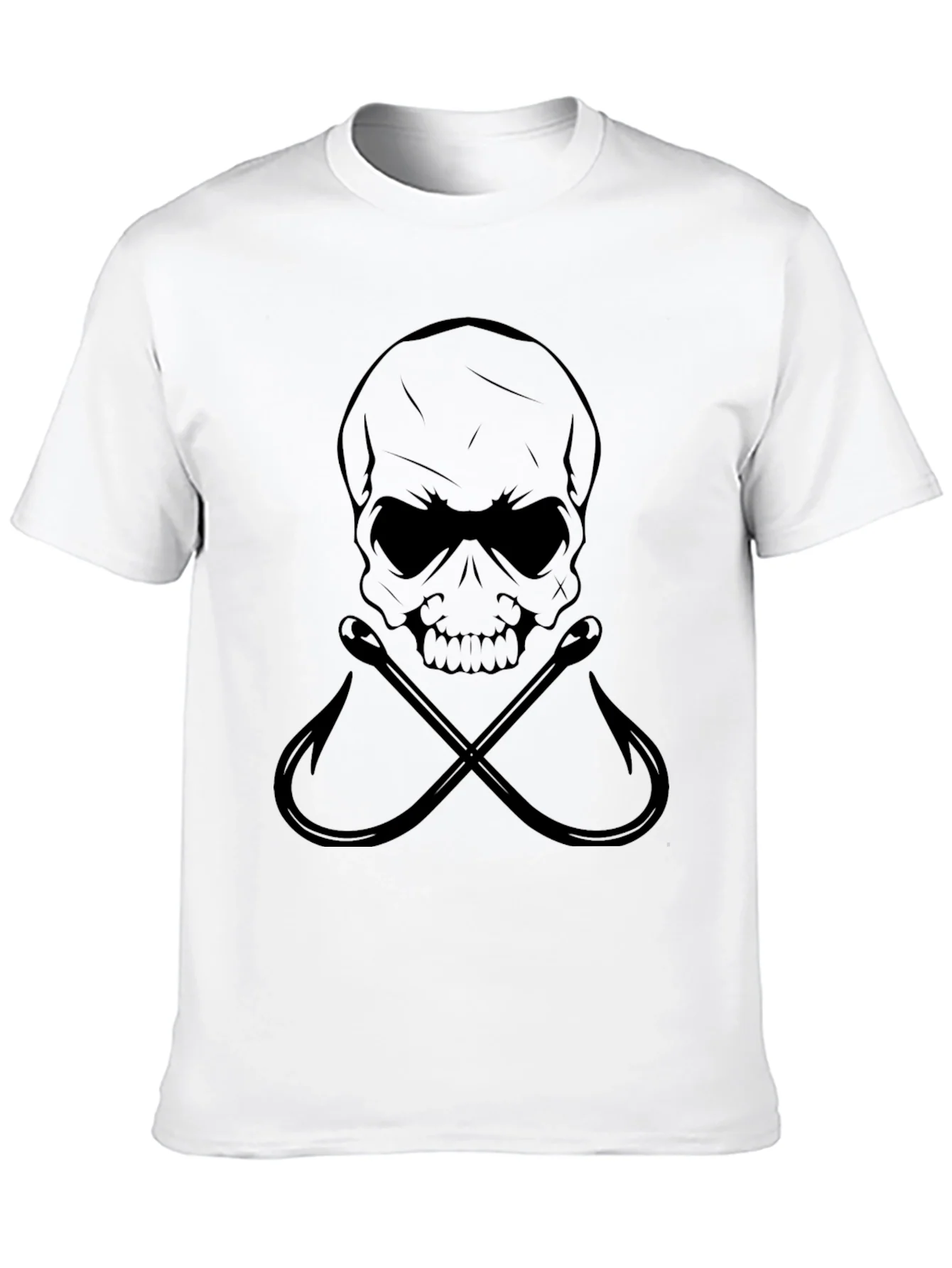 Camiseta Negra con Calavera y Anzuelos Cruzados