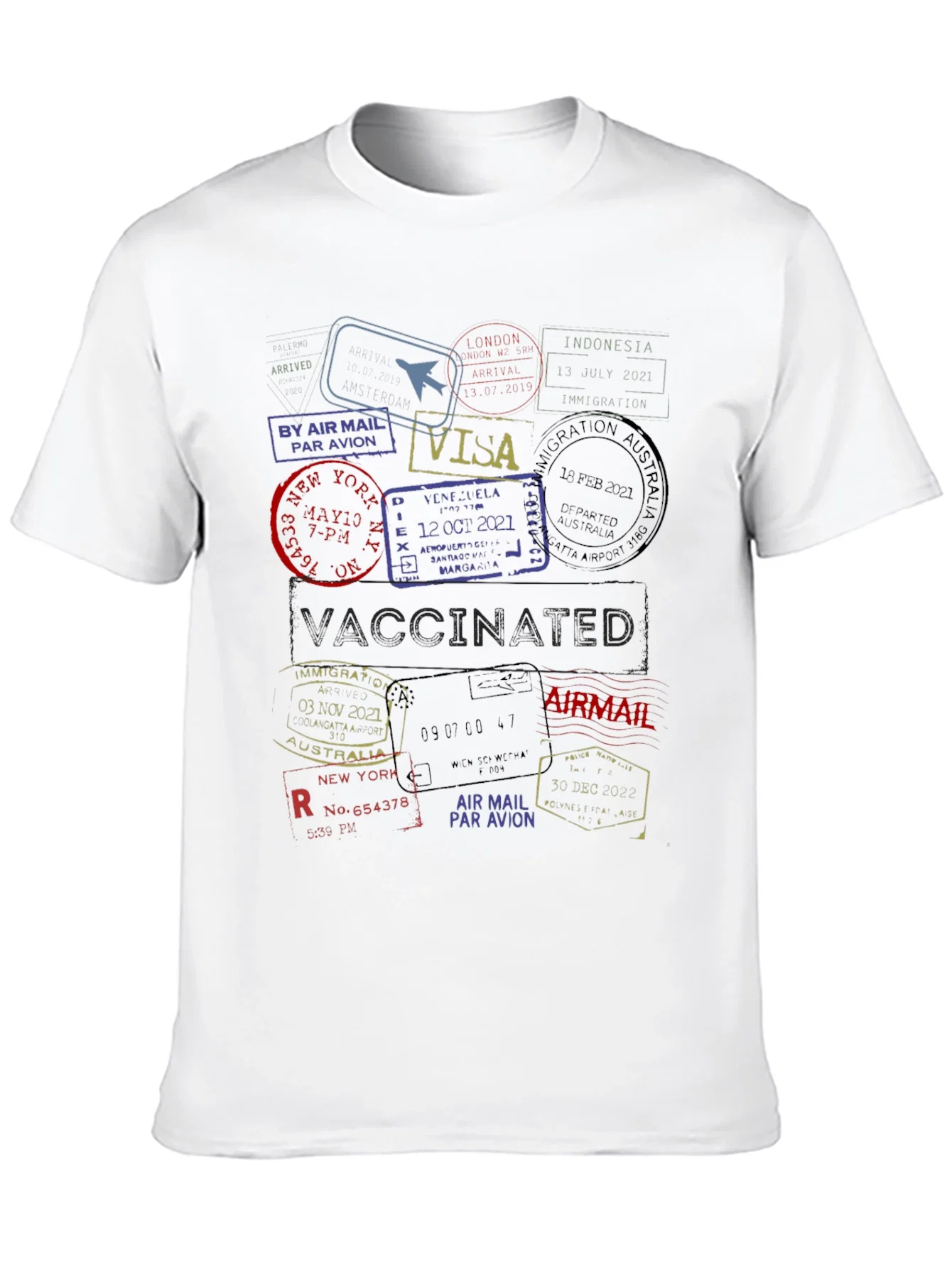 Rebbecca Passport Stamp Travel T-Shirt - Vaccinated