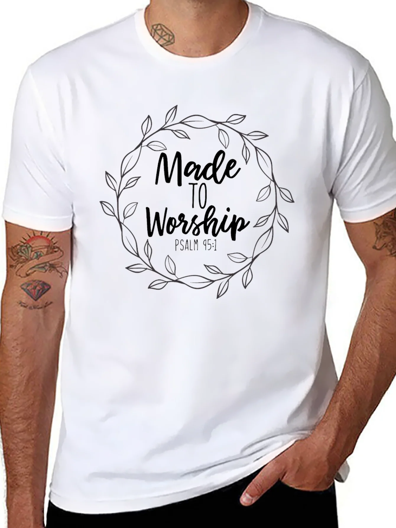 Camiseta Negra Made to Worship Salmo 95:1