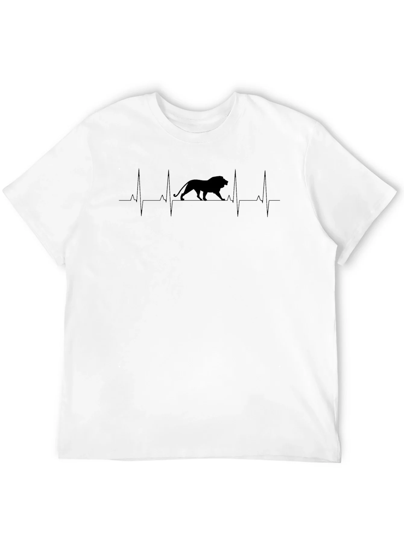 Camiseta Negra Hombre Dise?o Latido Le¨®n