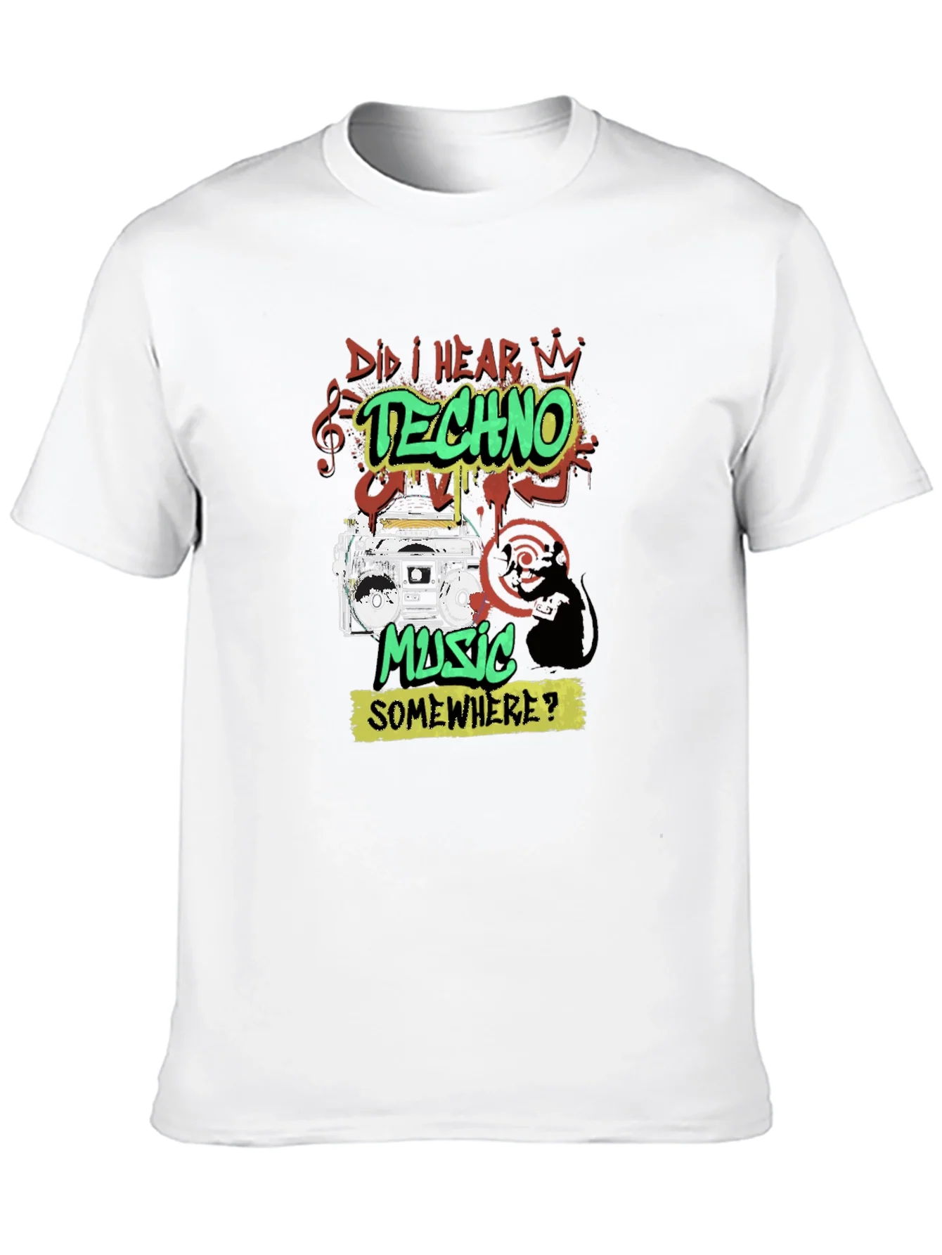 Camiseta Negra Techno Music Retro