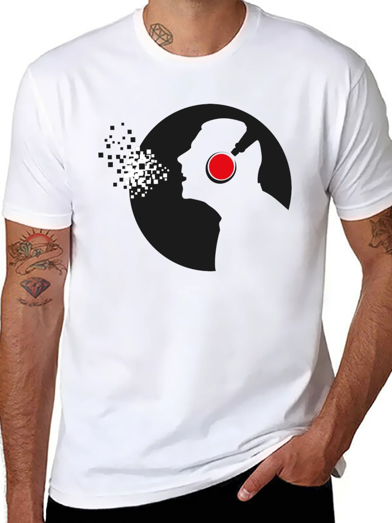 Camiseta Negra Hombre Dise?o Abstracto C¨ªrculo