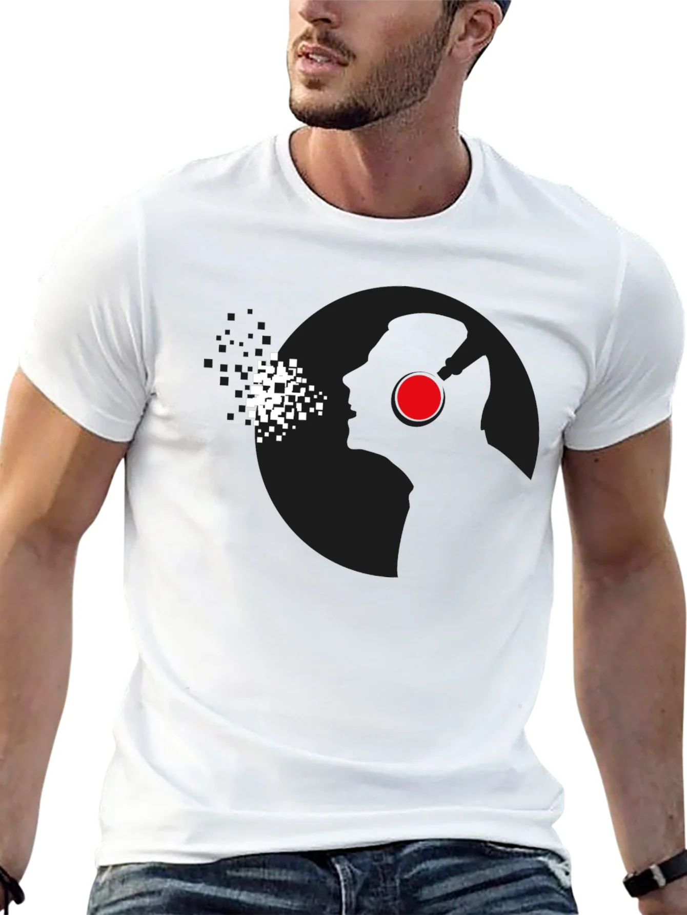 Camiseta Negra Hombre Dise?o Abstracto C¨ªrculo