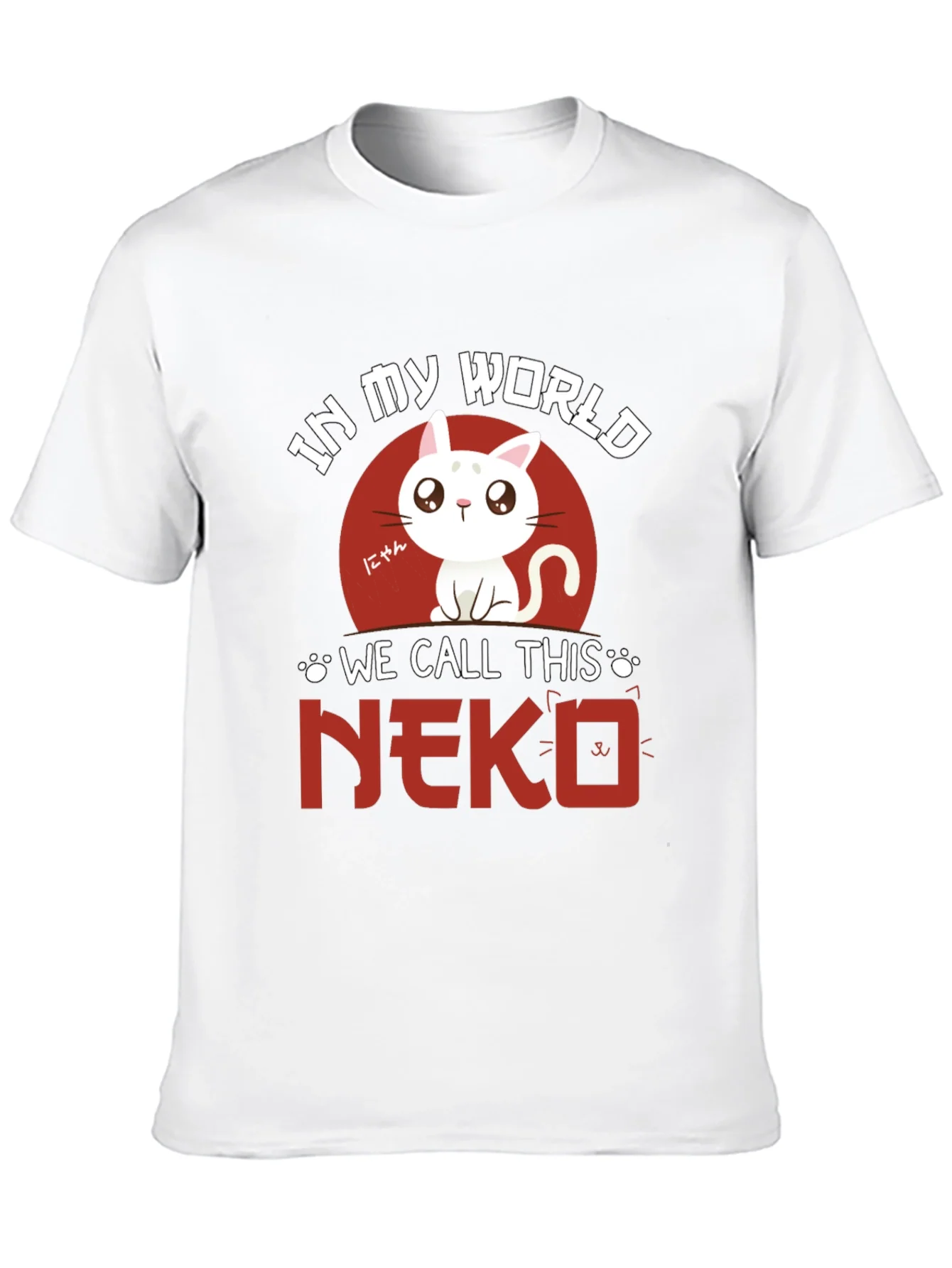 Camiseta Negra con Dise?o de Gato Neko