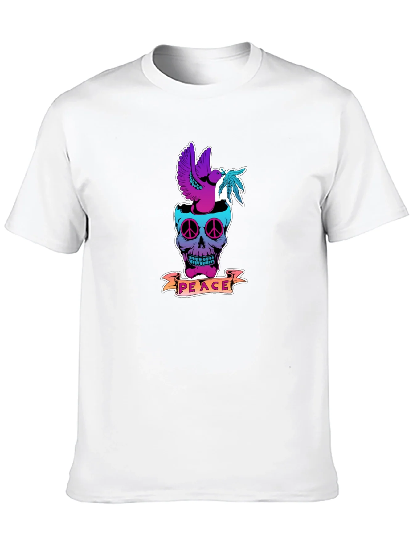 Camiseta Negra Estampada Calavera Peace