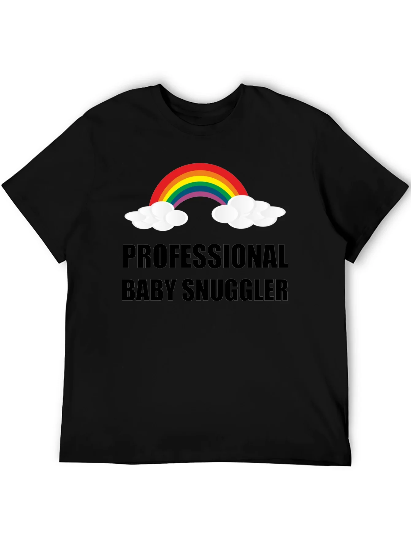 Camiseta Negra Professional Baby Snuggler con Arco Iris