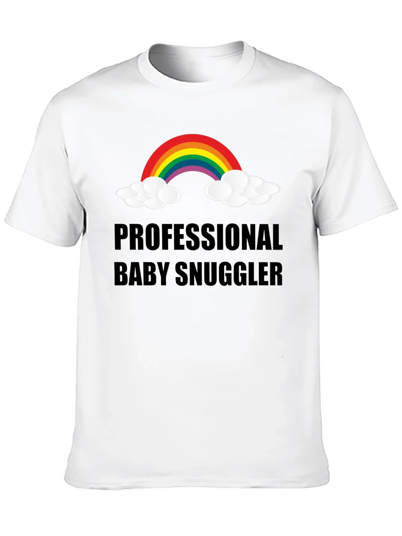 Camiseta Negra Professional Baby Snuggler con Arco Iris