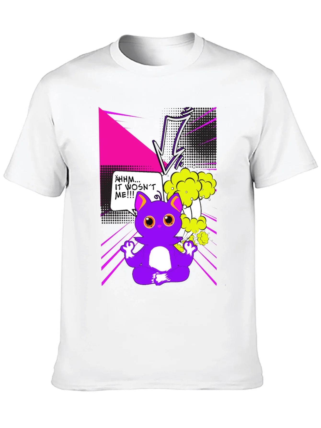 Camiseta Negra con Dise?o Gato Zen Explosivo