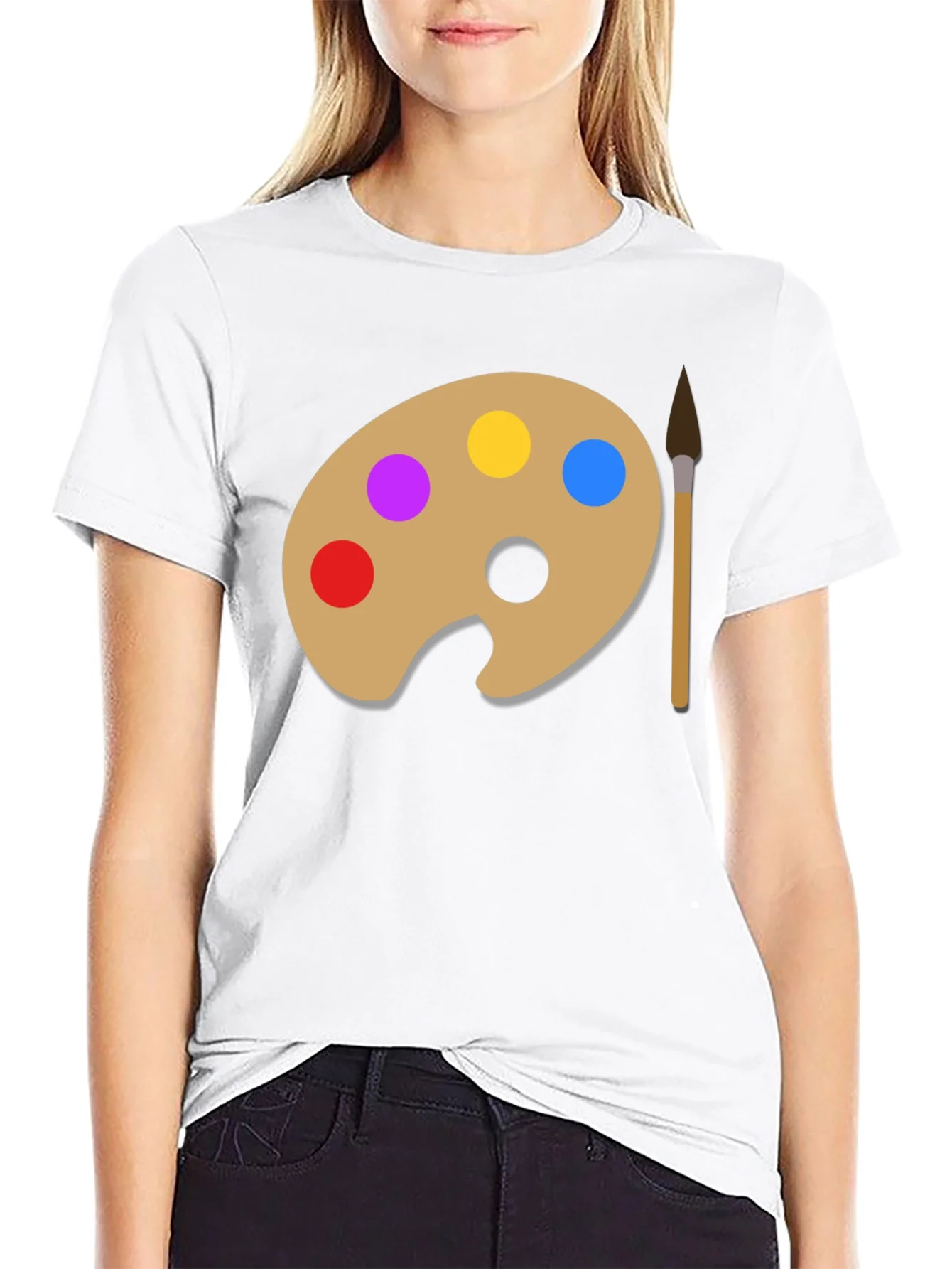 Camiseta Negra con Paleta de Pintor Art¨ªstica