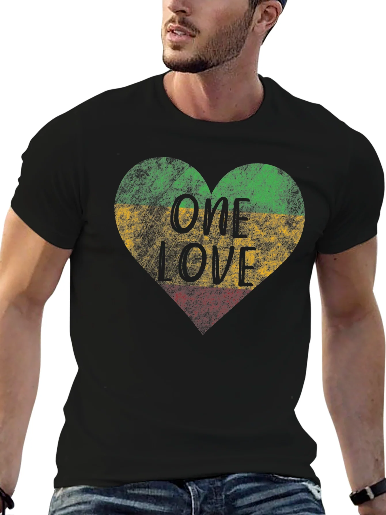 Camiseta Negra One Love Rasta