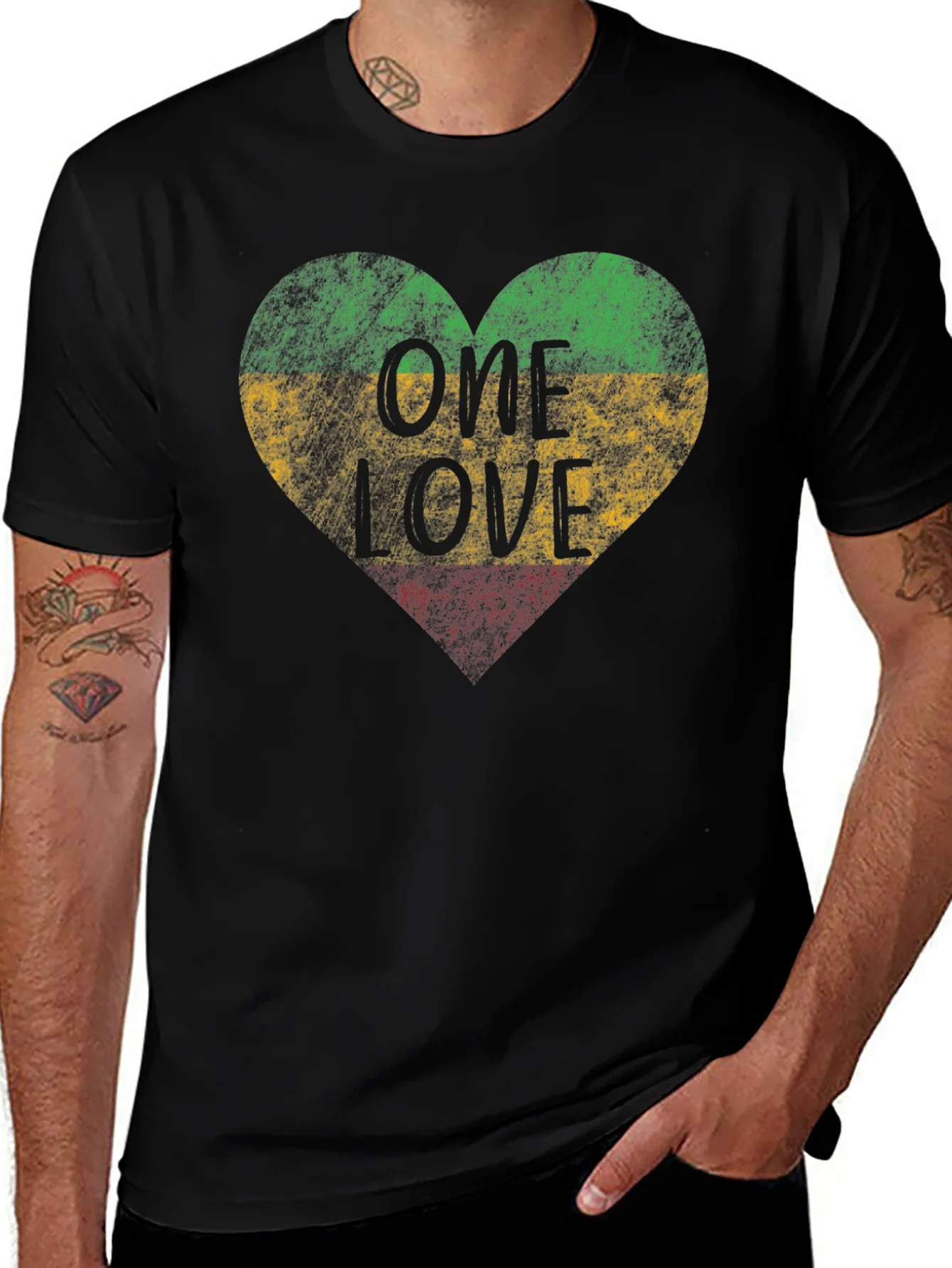 Camiseta Negra One Love Rasta