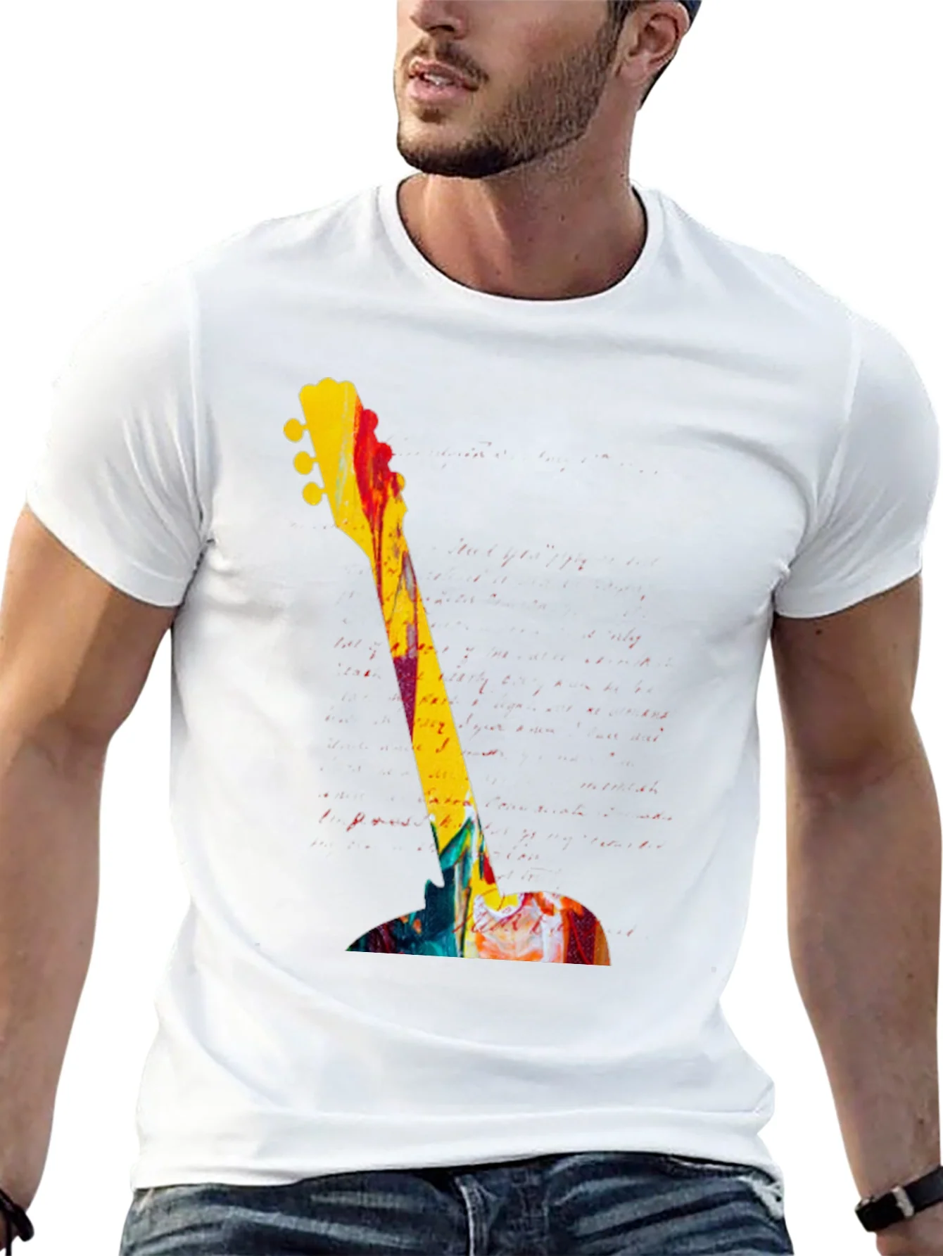 Rebbecca Abstract Guitar Graphic Tee - Bold Artistic Design
