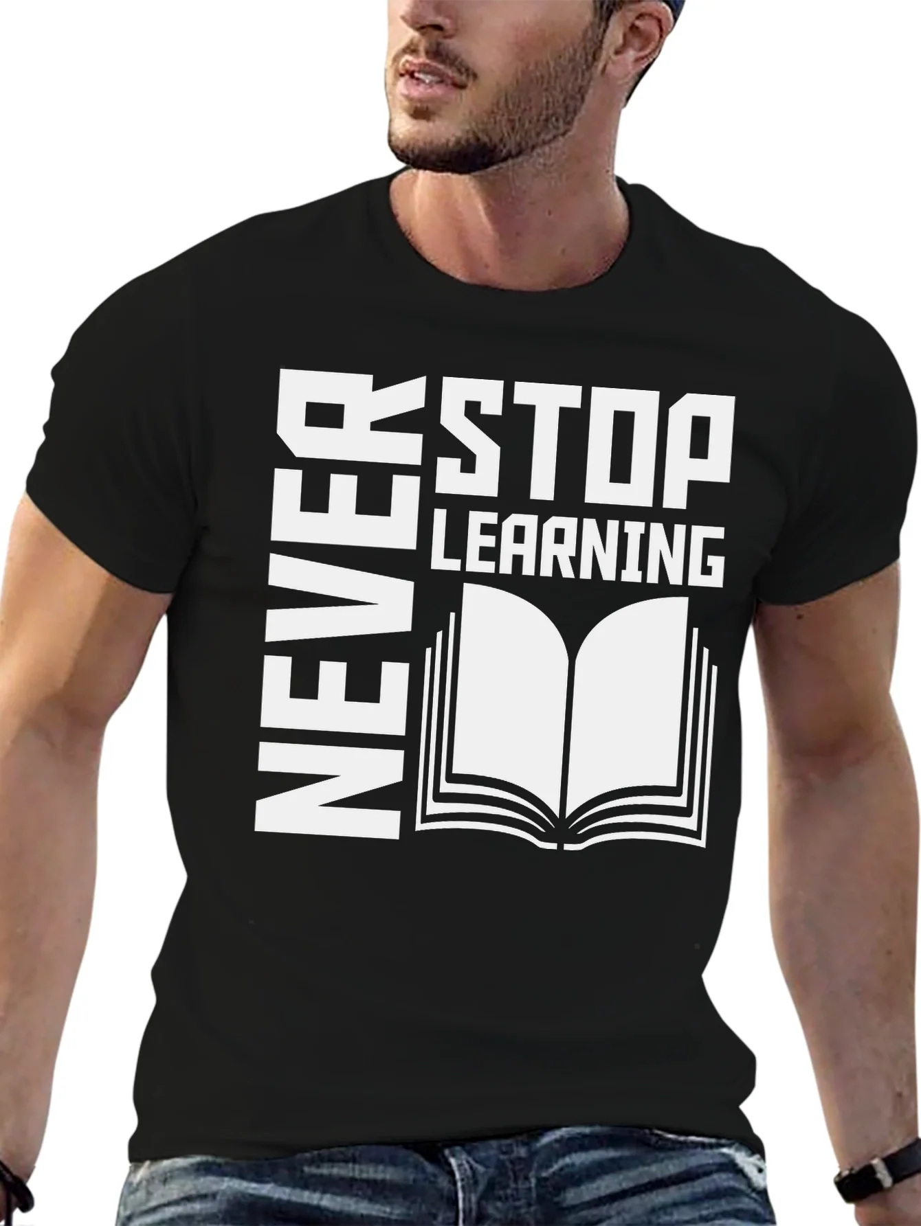 Camiseta Negra Nunca Dejes de Aprender