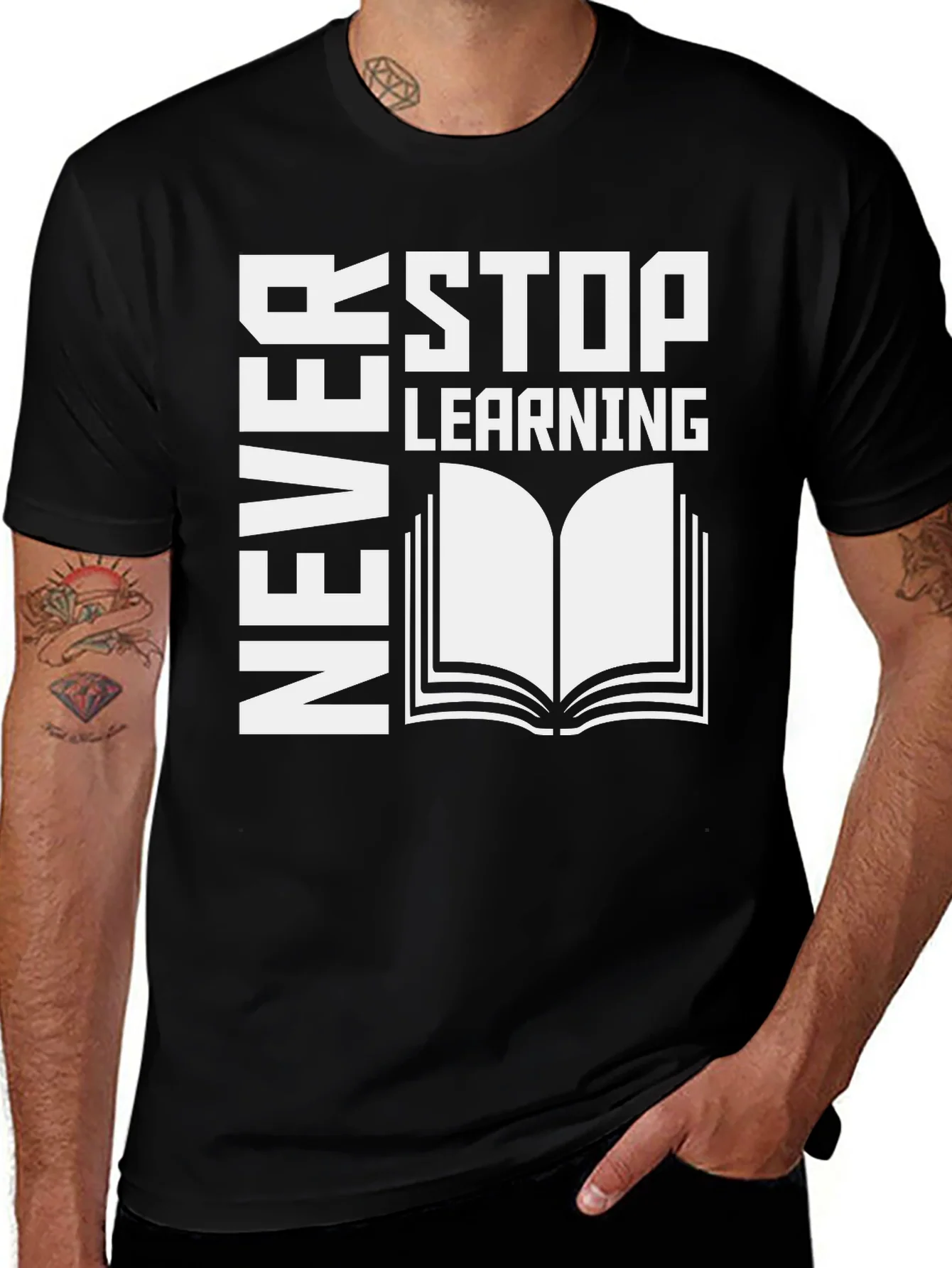 Camiseta Negra Nunca Dejes de Aprender
