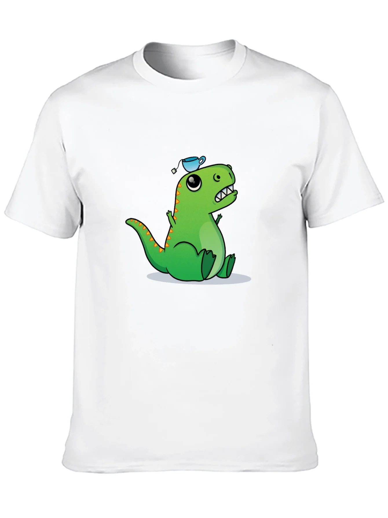 Camiseta Negra con Dinosaurio y Taza