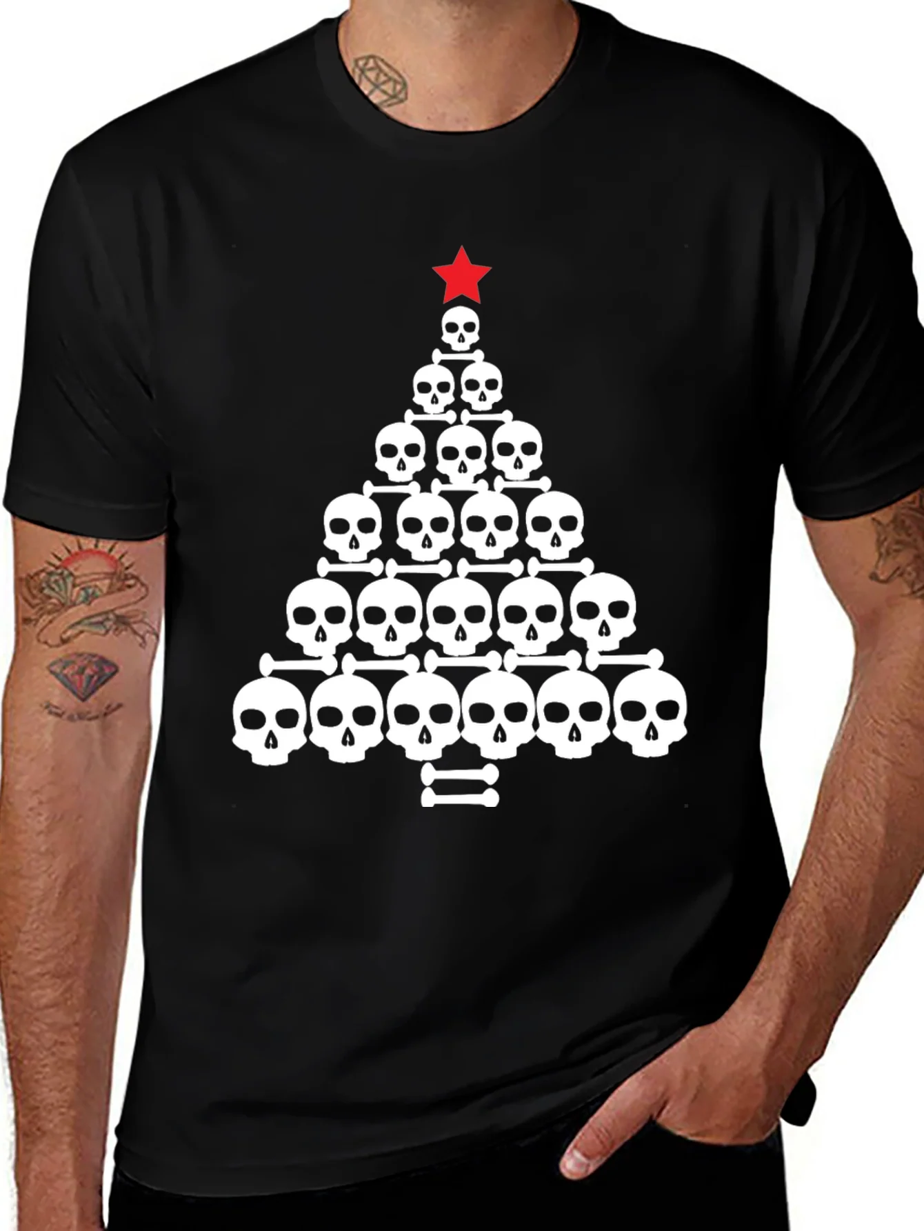 Camiseta Negra ¨¢rbol Navide?o Calaveras