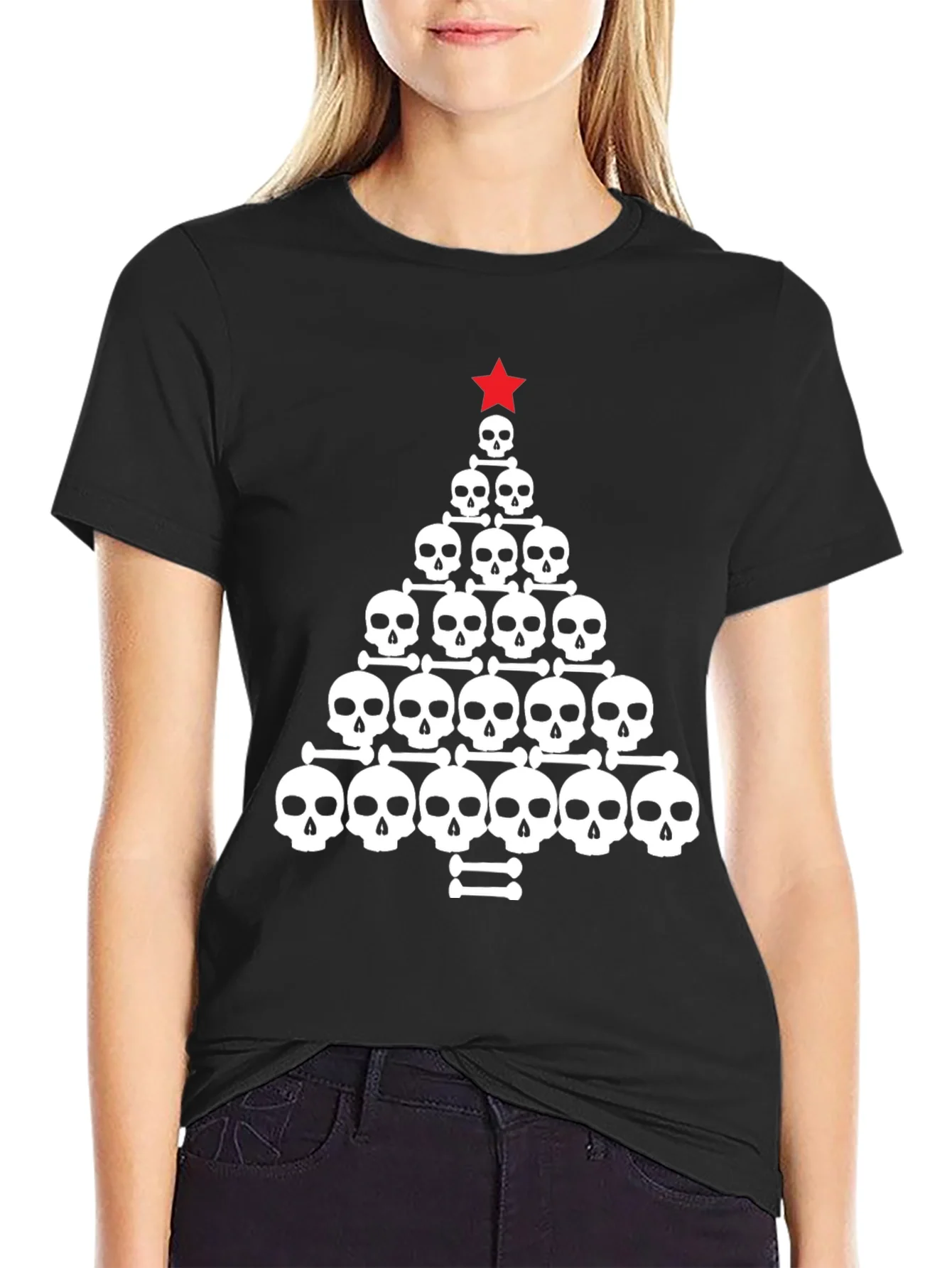 Camiseta Negra ¨¢rbol Navide?o Calaveras