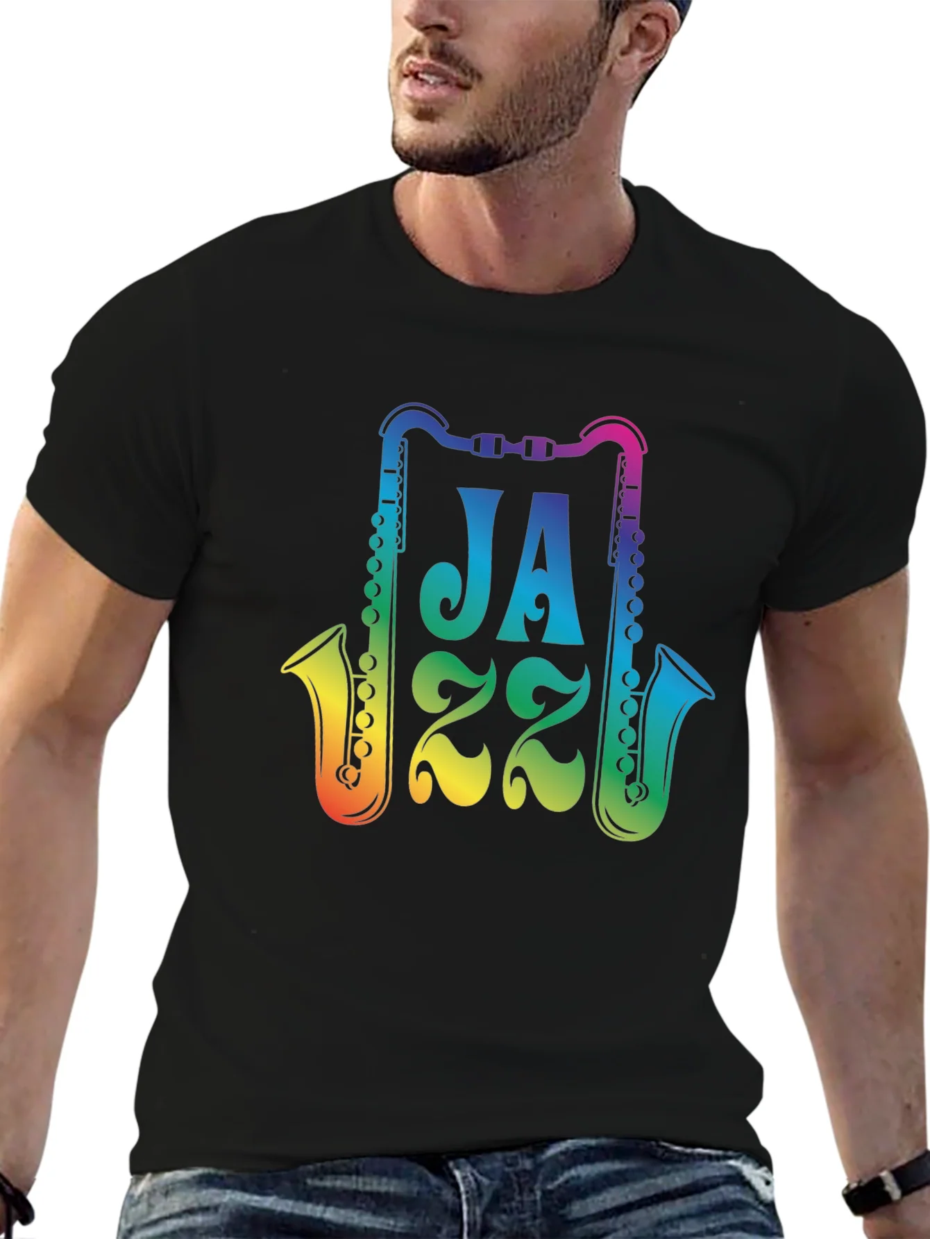 Camiseta Negra Jazz Arco¨ªris para Amantes de la M¨²sica
