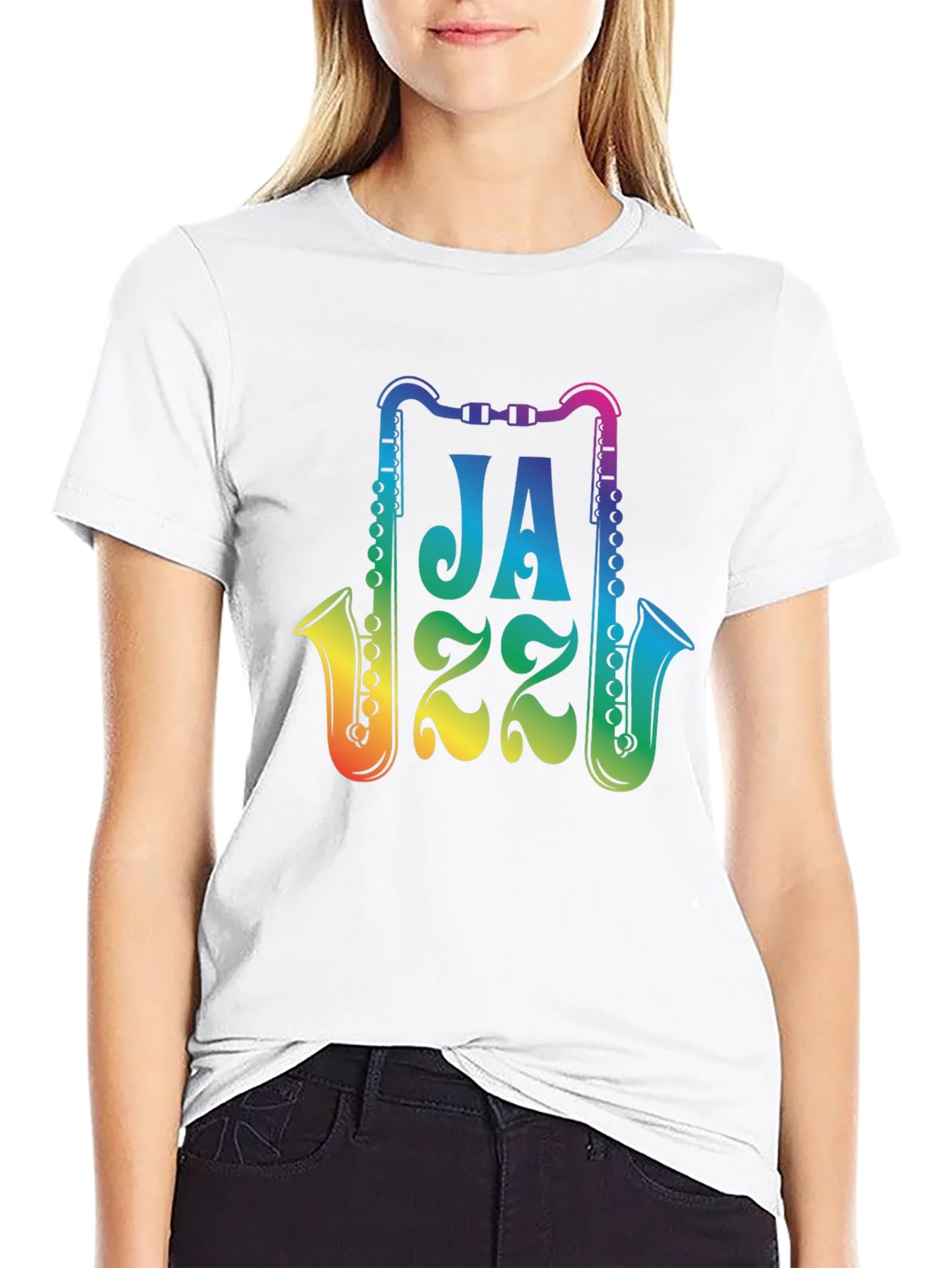 Camiseta Negra Jazz Arco¨ªris para Amantes de la M¨²sica