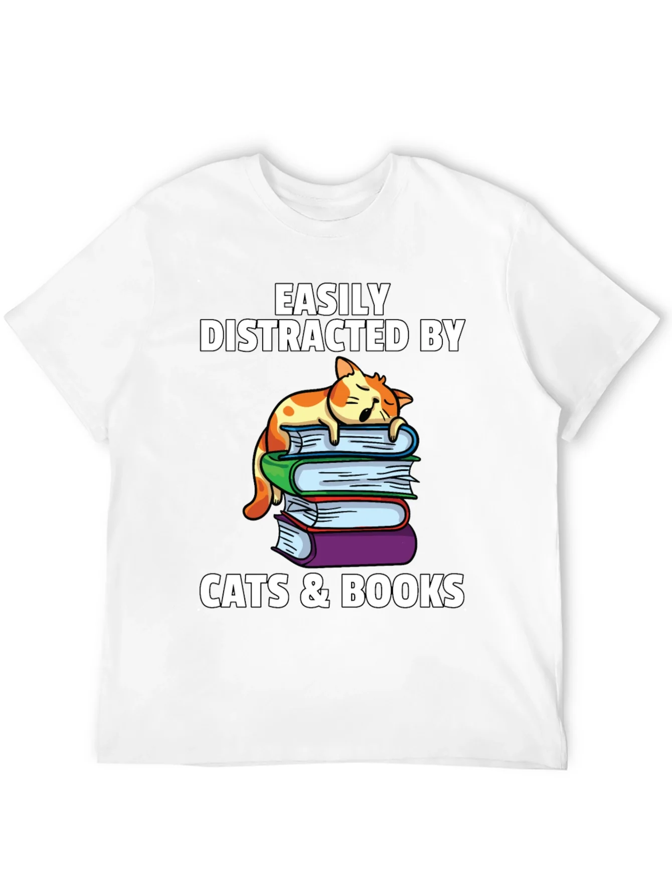 Camiseta Gatos y Libros me Distraen F¨¢cilmente