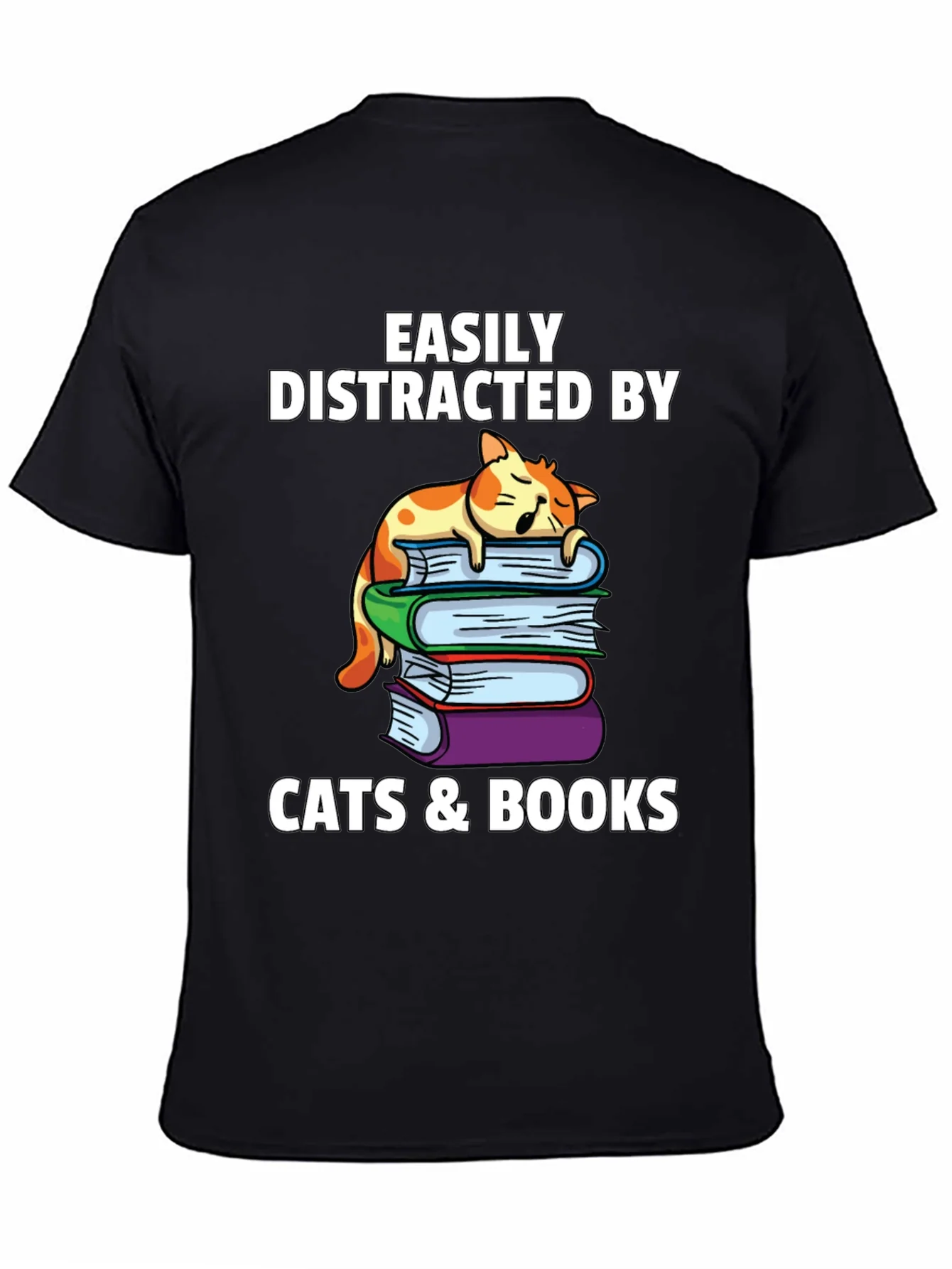 Camiseta Gatos y Libros me Distraen F¨¢cilmente