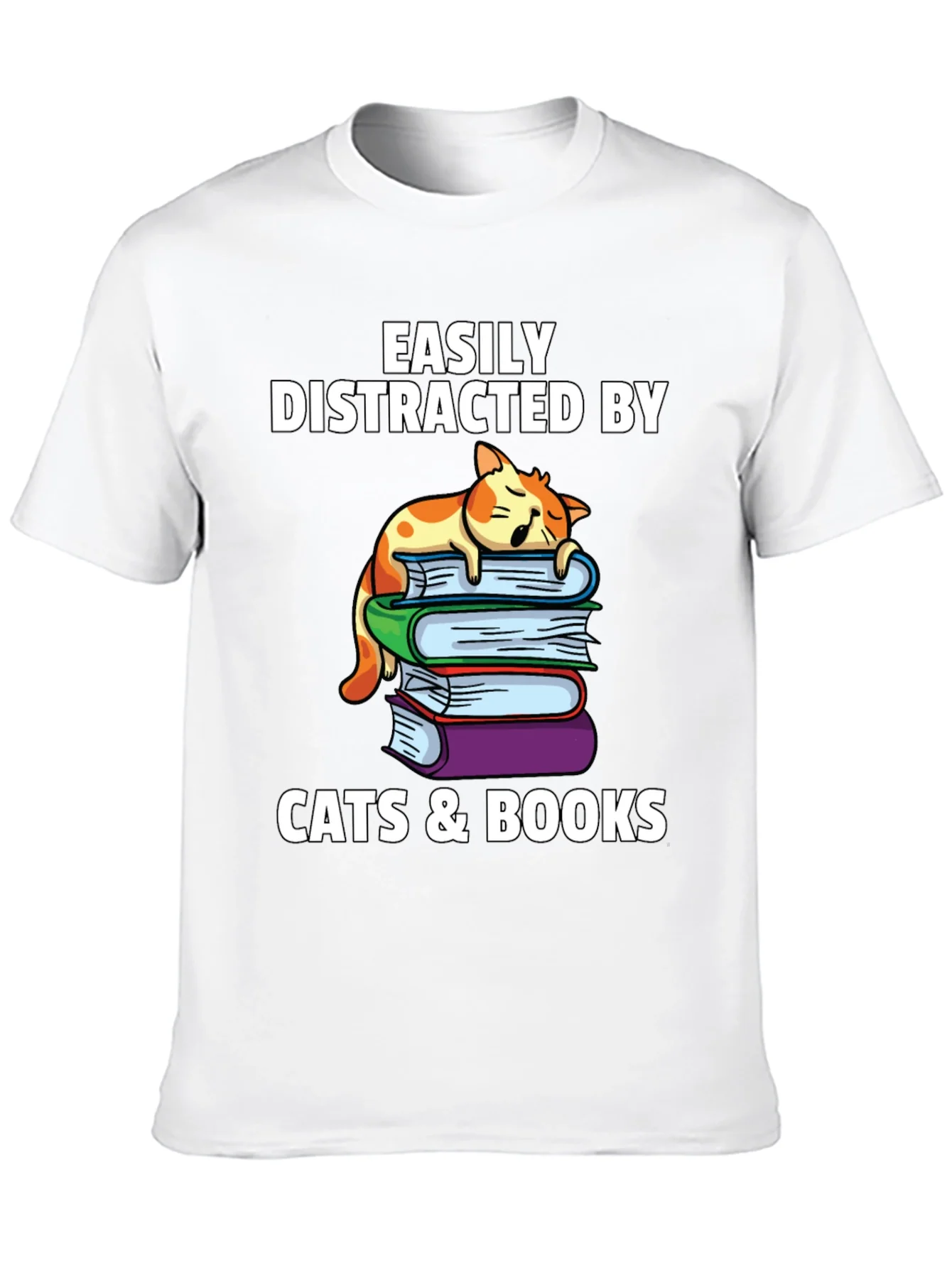 Camiseta Gatos y Libros me Distraen F¨¢cilmente