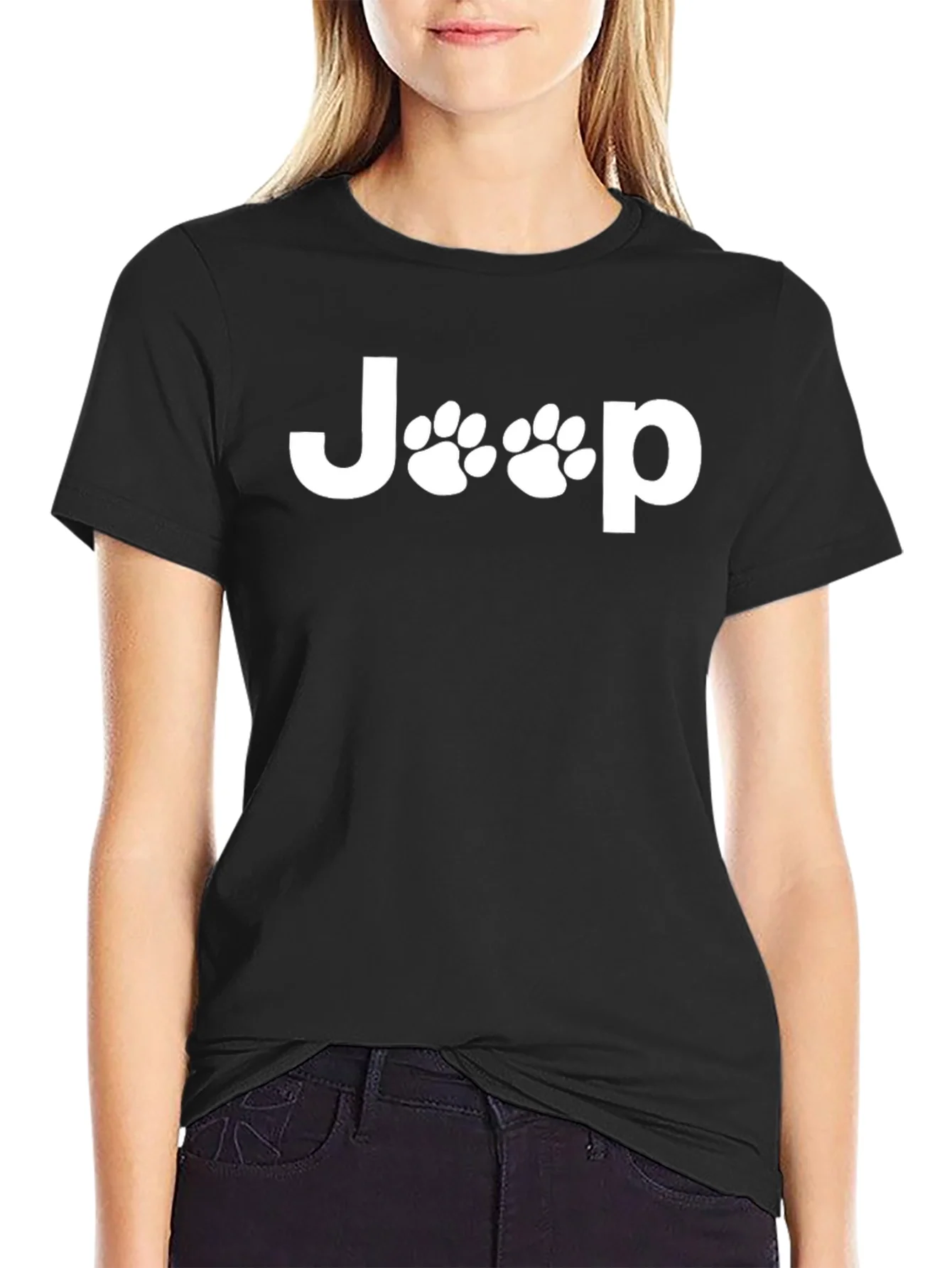Camiseta Negra Jeep con Huellas de Pata