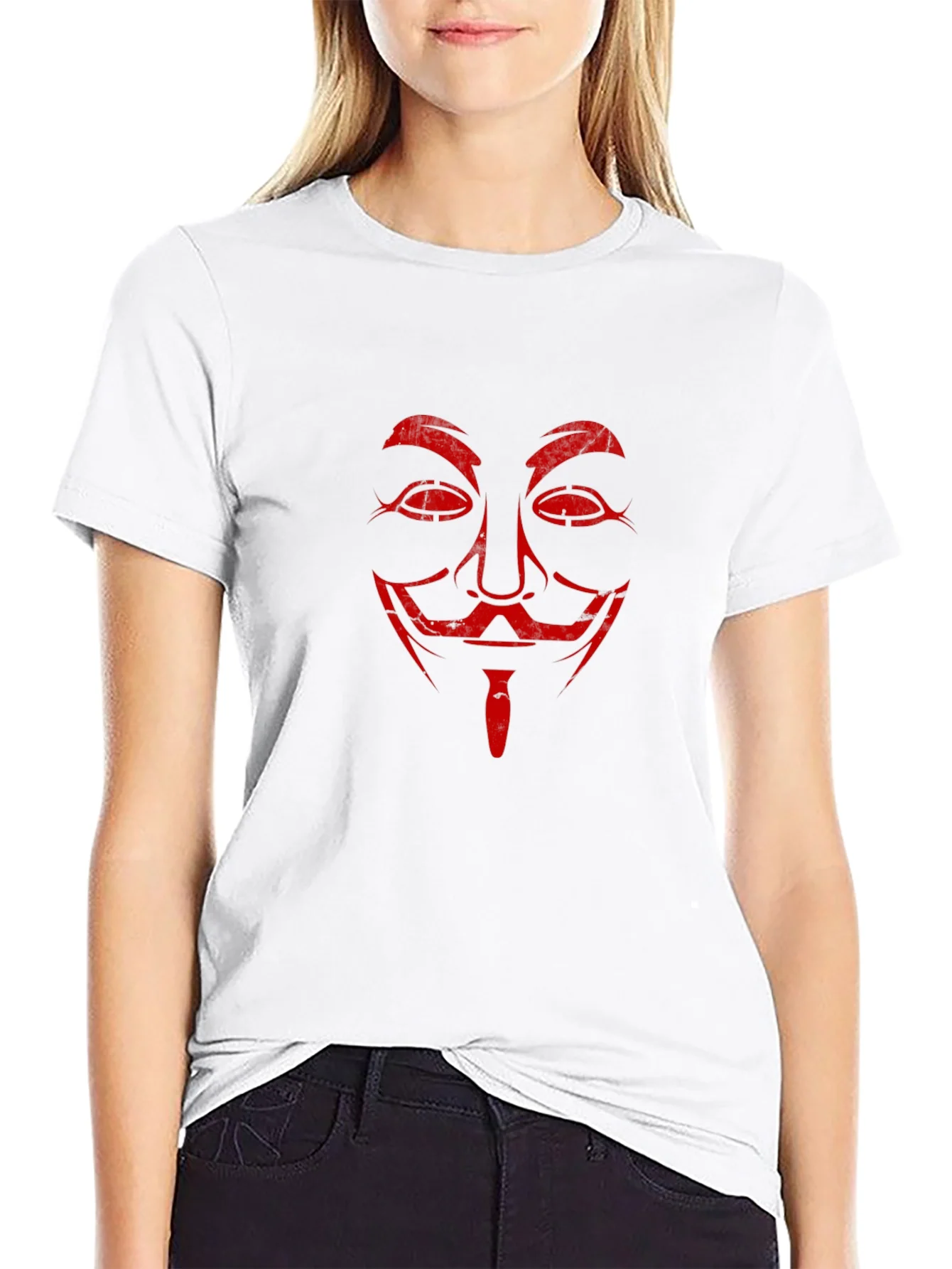 Camiseta Negra con M¨¢scara Roja V de Vendetta