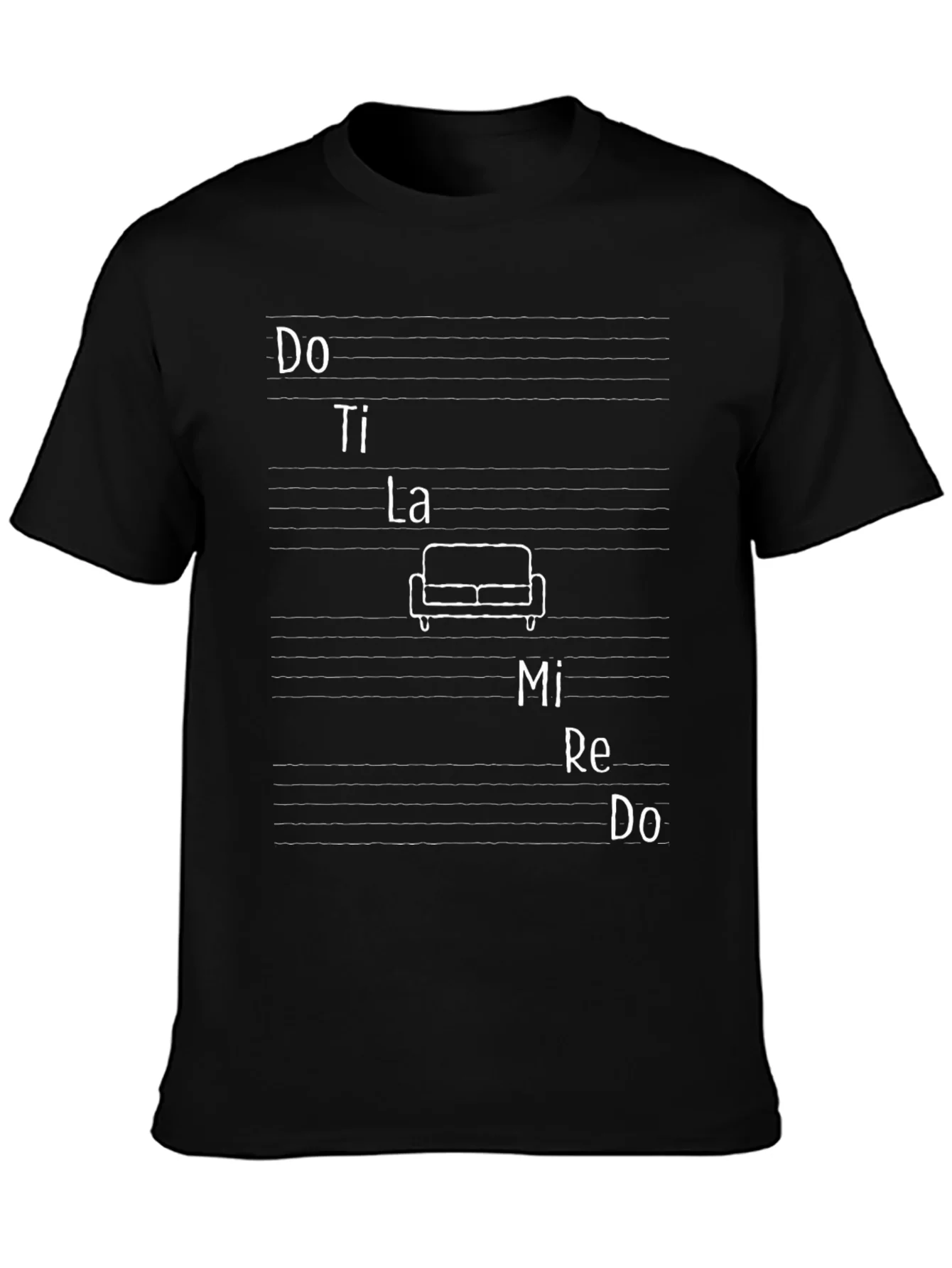 Camiseta Negra Notas Musicales Do Re Mi Fa So