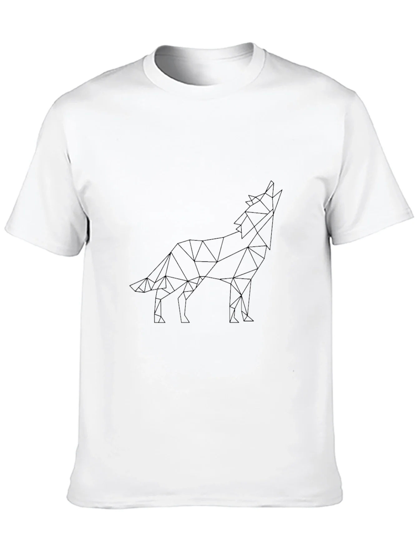 Camiseta Negra Hombre Dise?o Lobo Geom¨¦trico