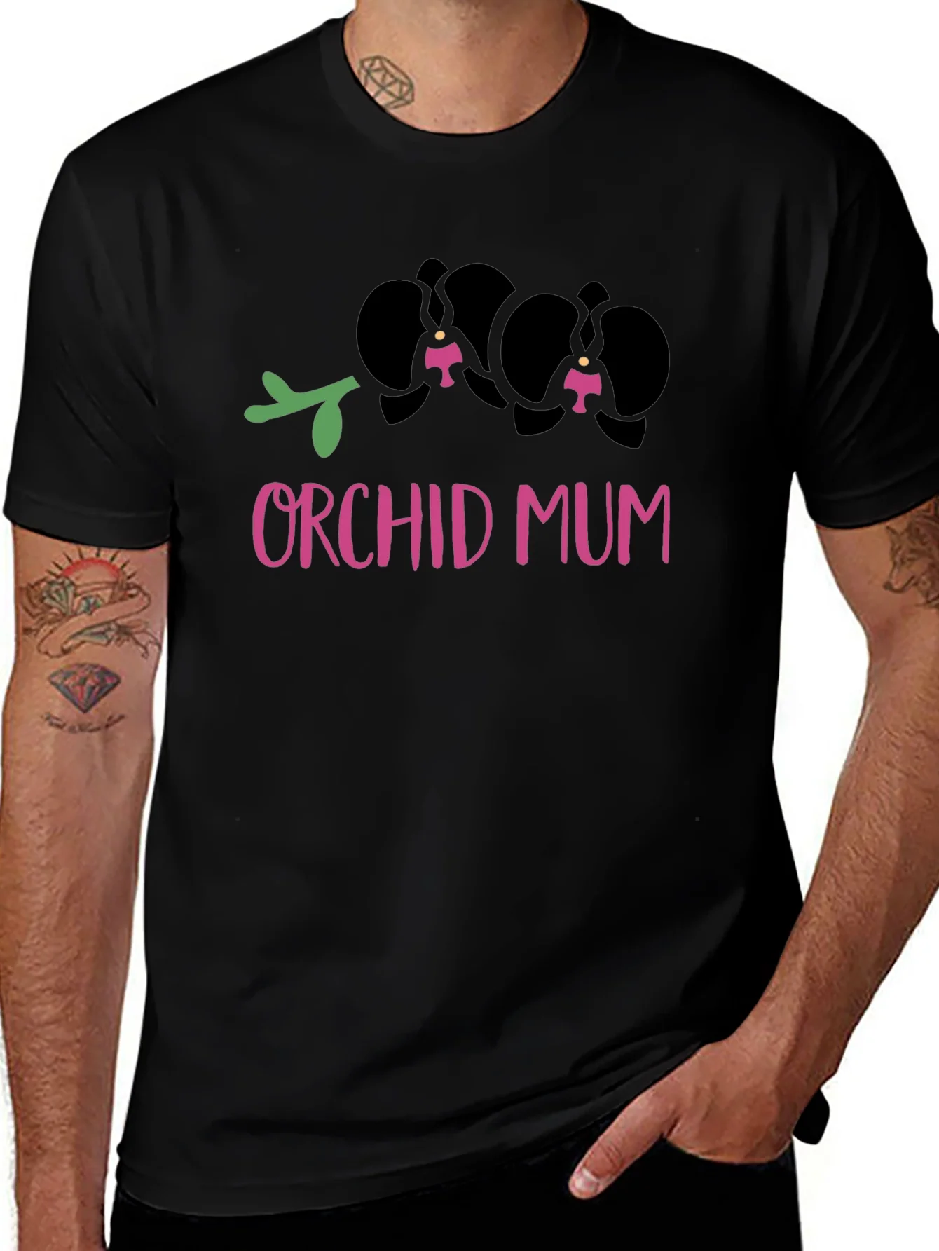 Camiseta Negra Orqu¨ªdea Mam¨¢ Dise?o Floral