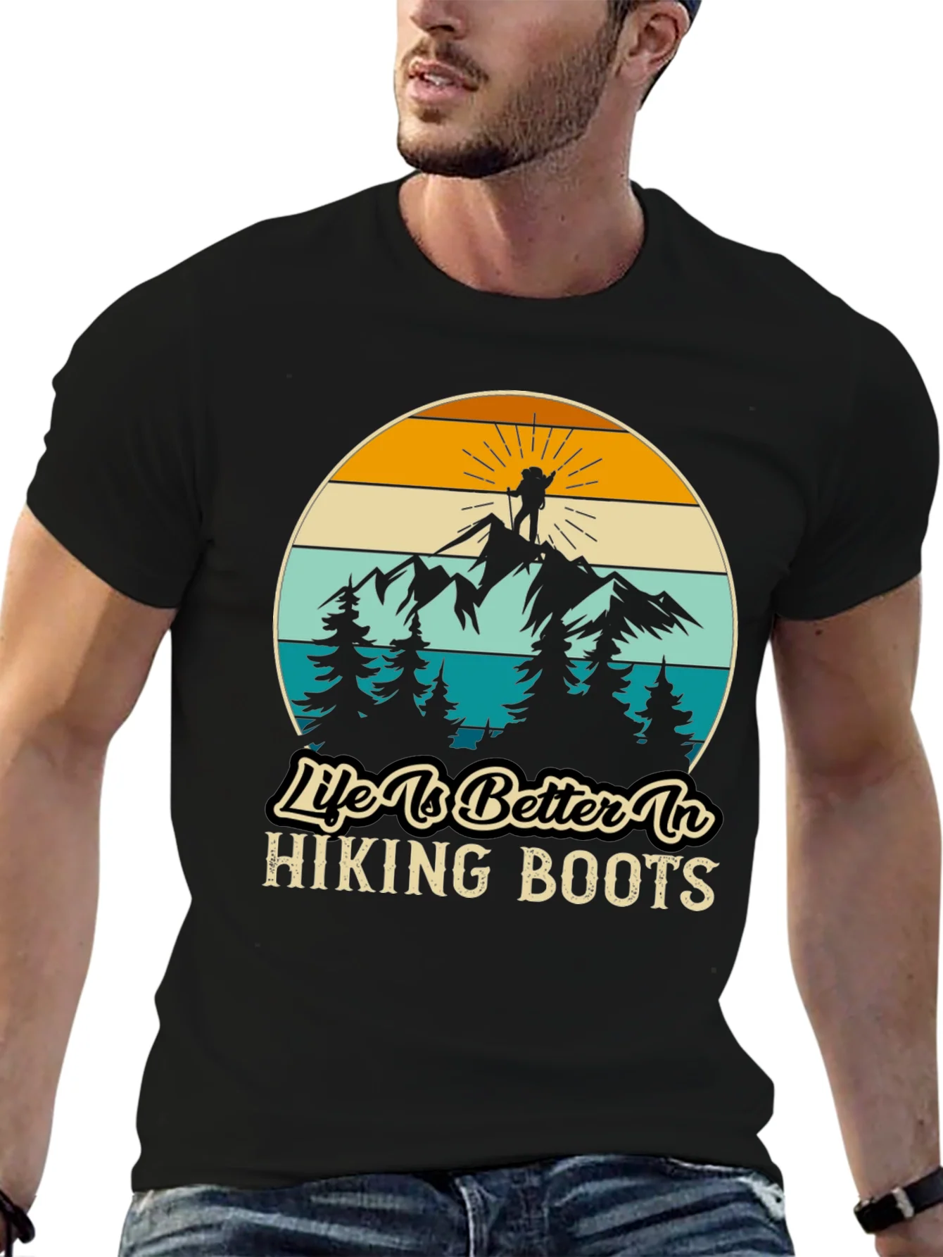 Camiseta Negra Life is Better in Hiking Boots