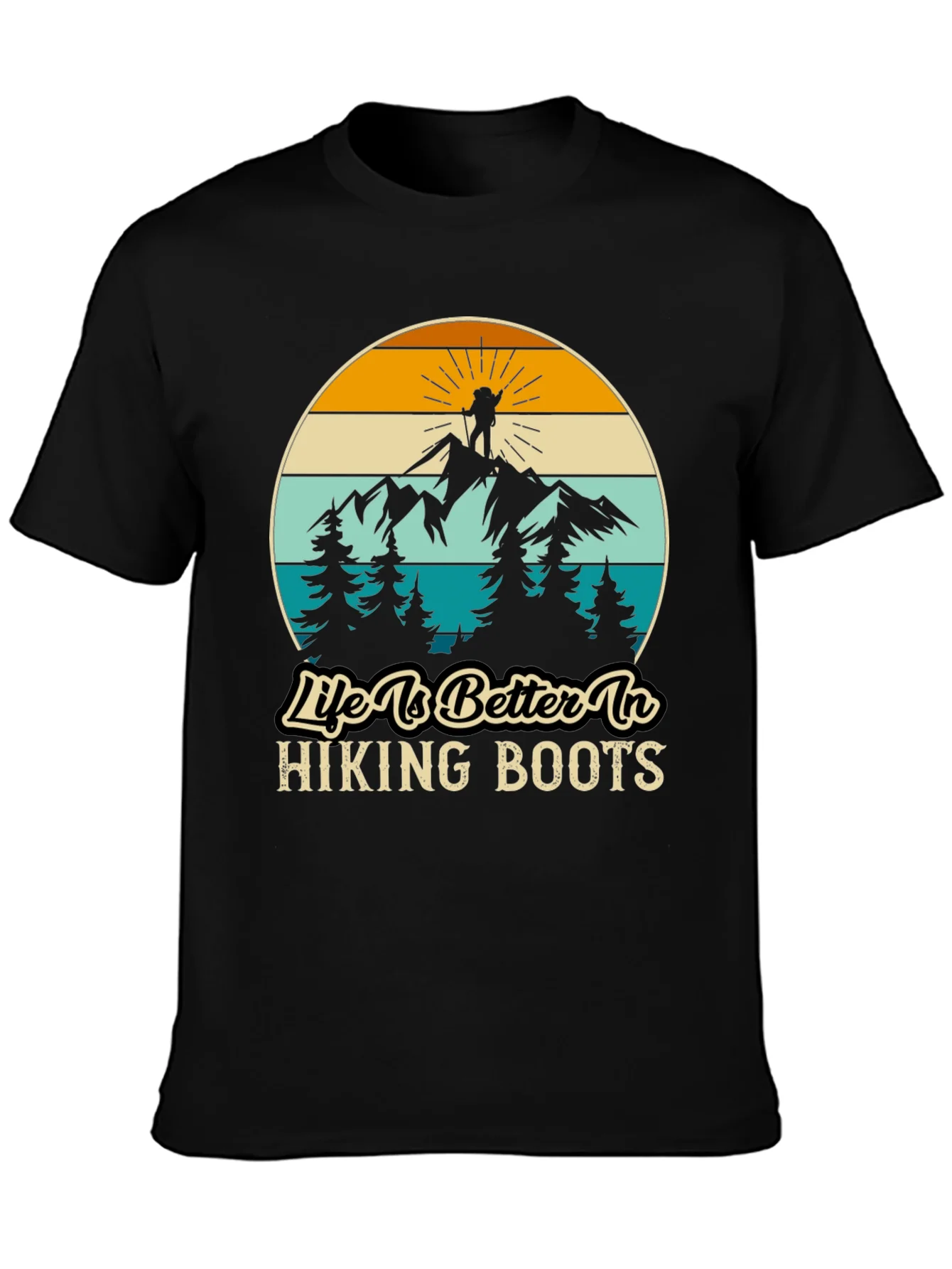 Camiseta Negra Life is Better in Hiking Boots