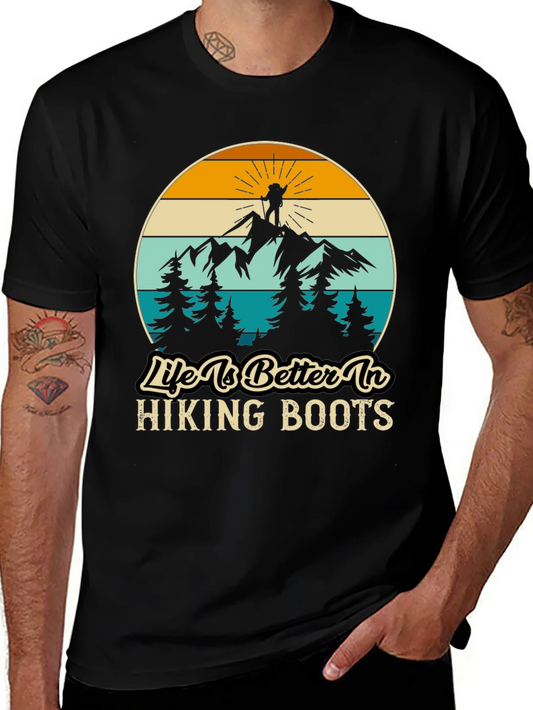 Camiseta Negra Life is Better in Hiking Boots