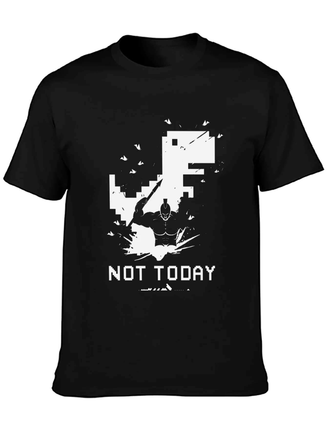 Camiseta Negra Not Today Guerrero vs Dinosaurio