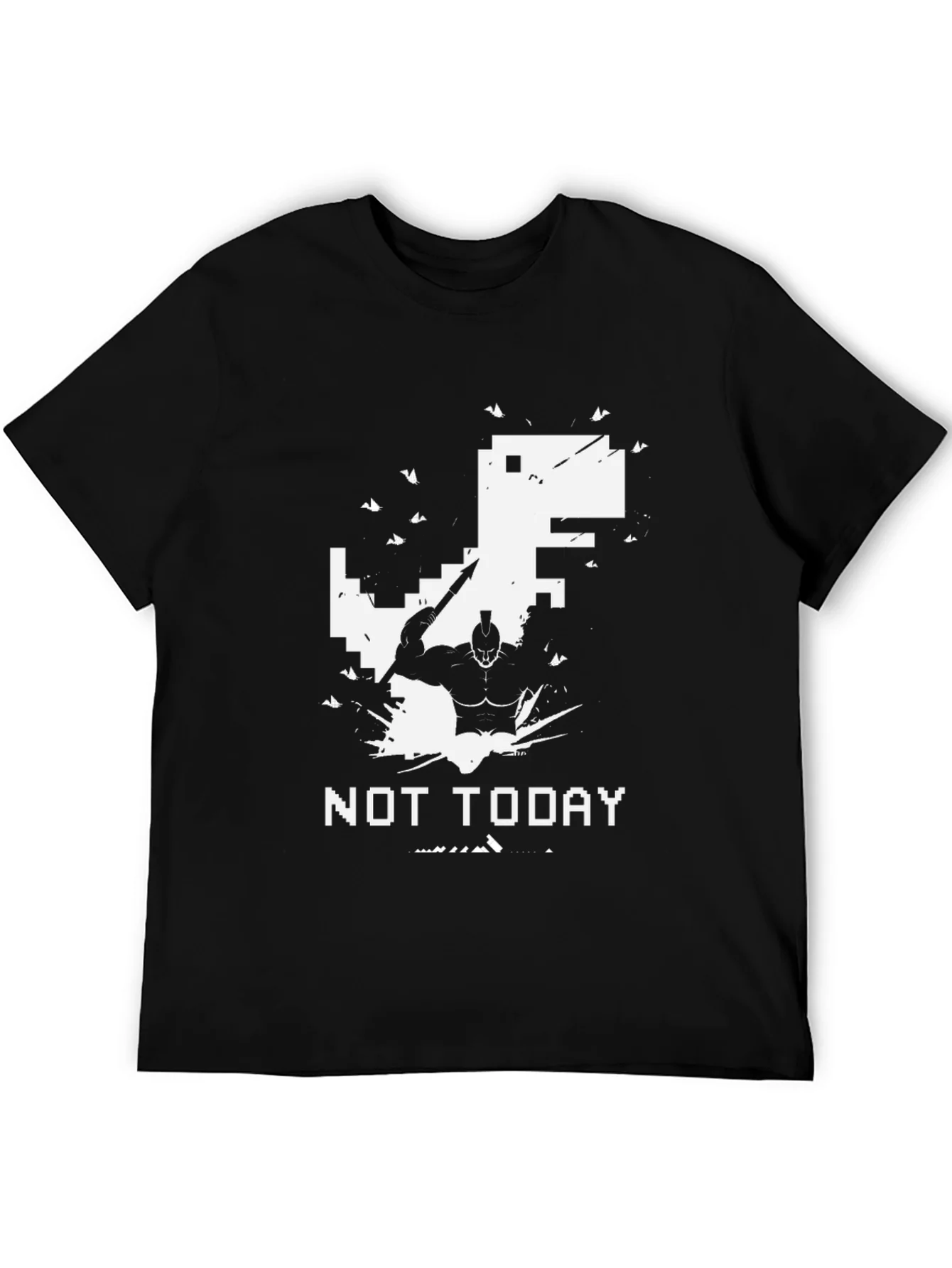 Camiseta Negra Not Today Guerrero vs Dinosaurio