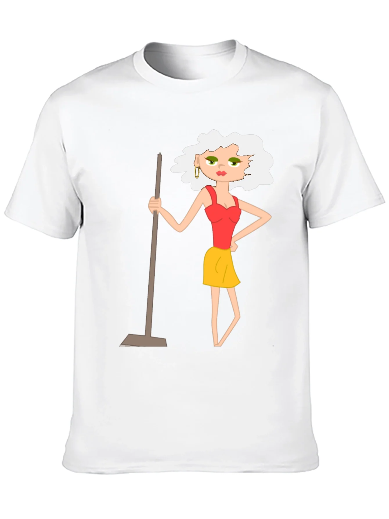 Camiseta Negra con Dise?o de Mujer de Limpieza
