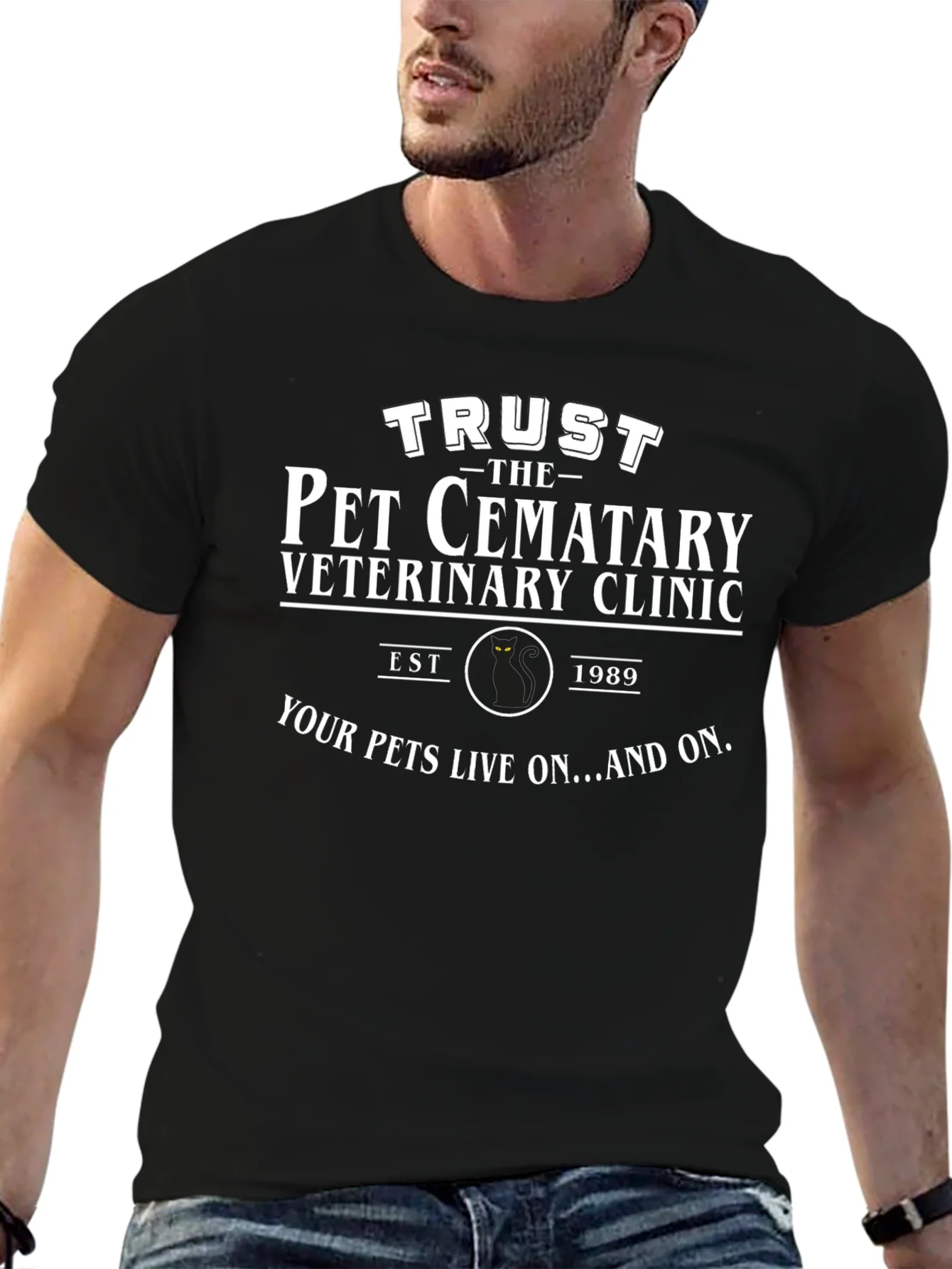 Camiseta Pet Cematary Veterinary Clinic - Negro