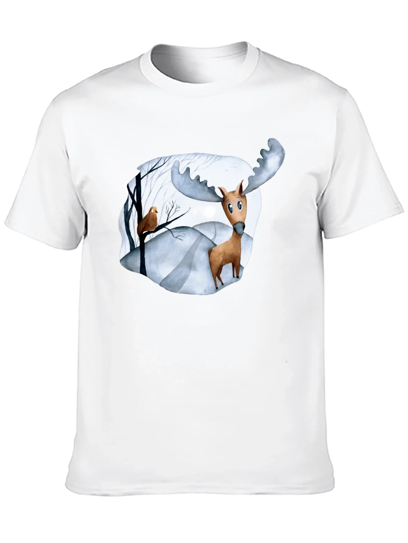 Camiseta Negra con Estampado de Alce Divertido