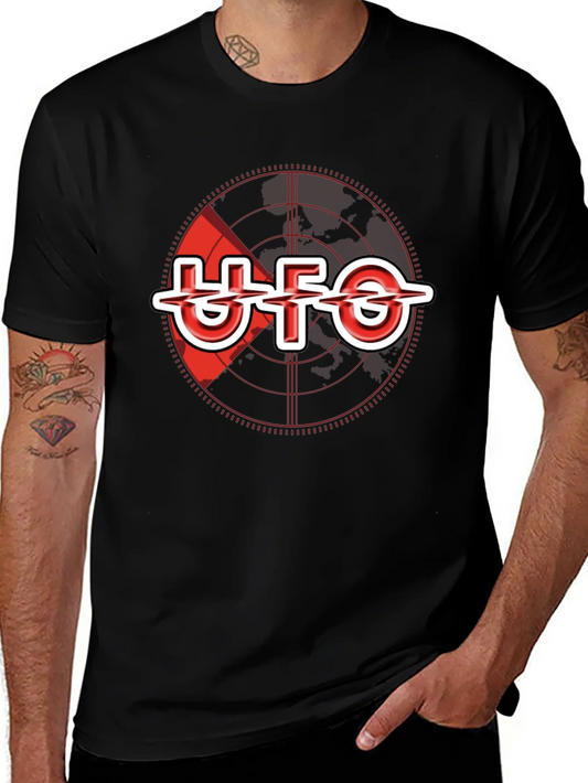 Camiseta Negra UFO Vintage Dise?o Gr¨¢fico para Hombre