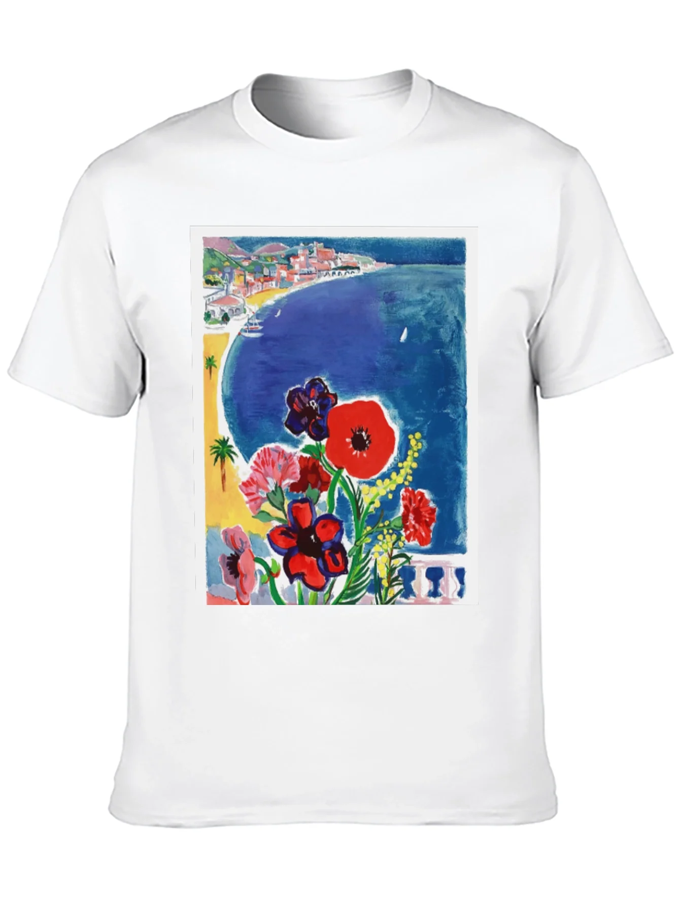 Rebbecca Floral Riviera T-Shirt: Artistic Coastal Design
