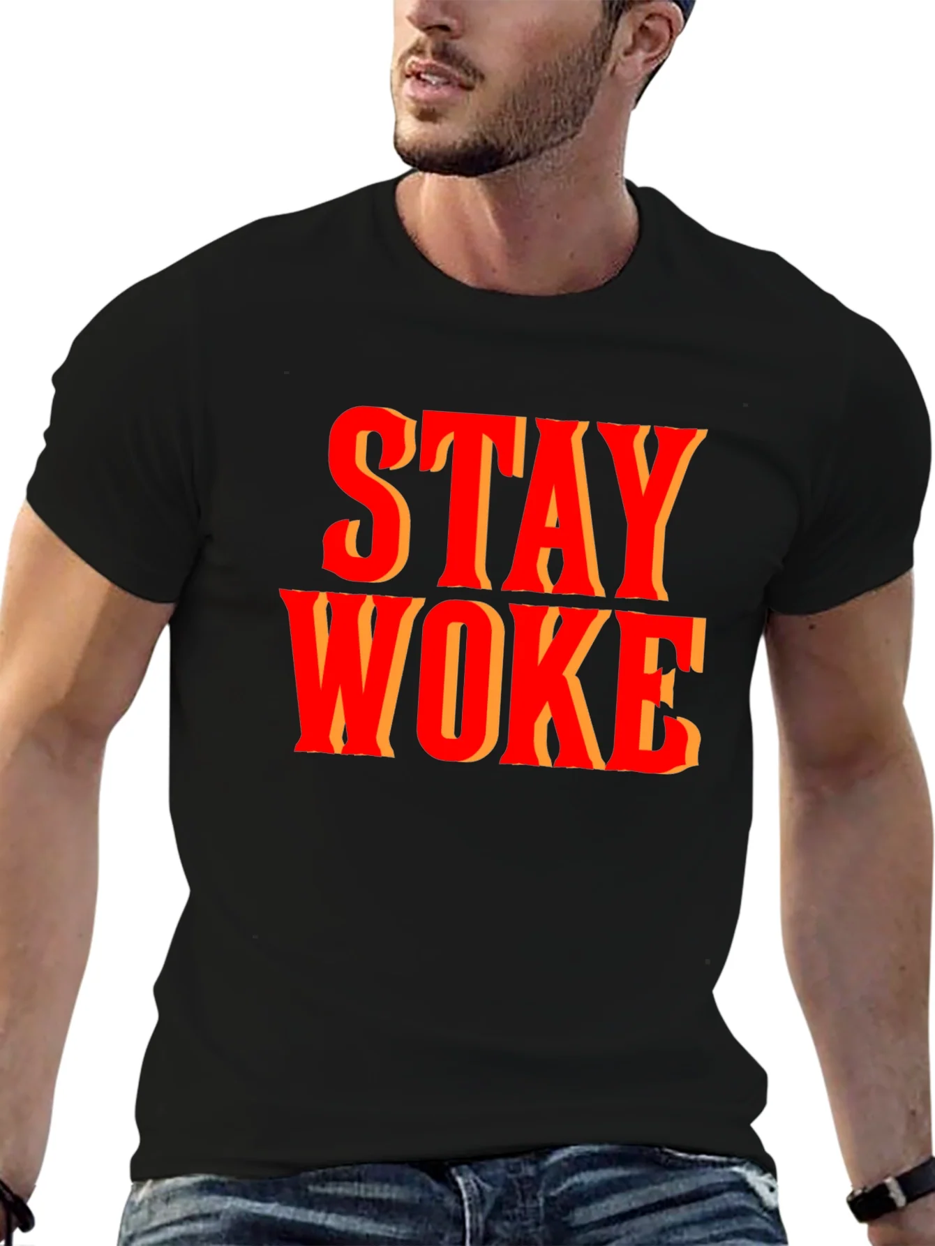 Camiseta Stay Woke Negra para Hombre