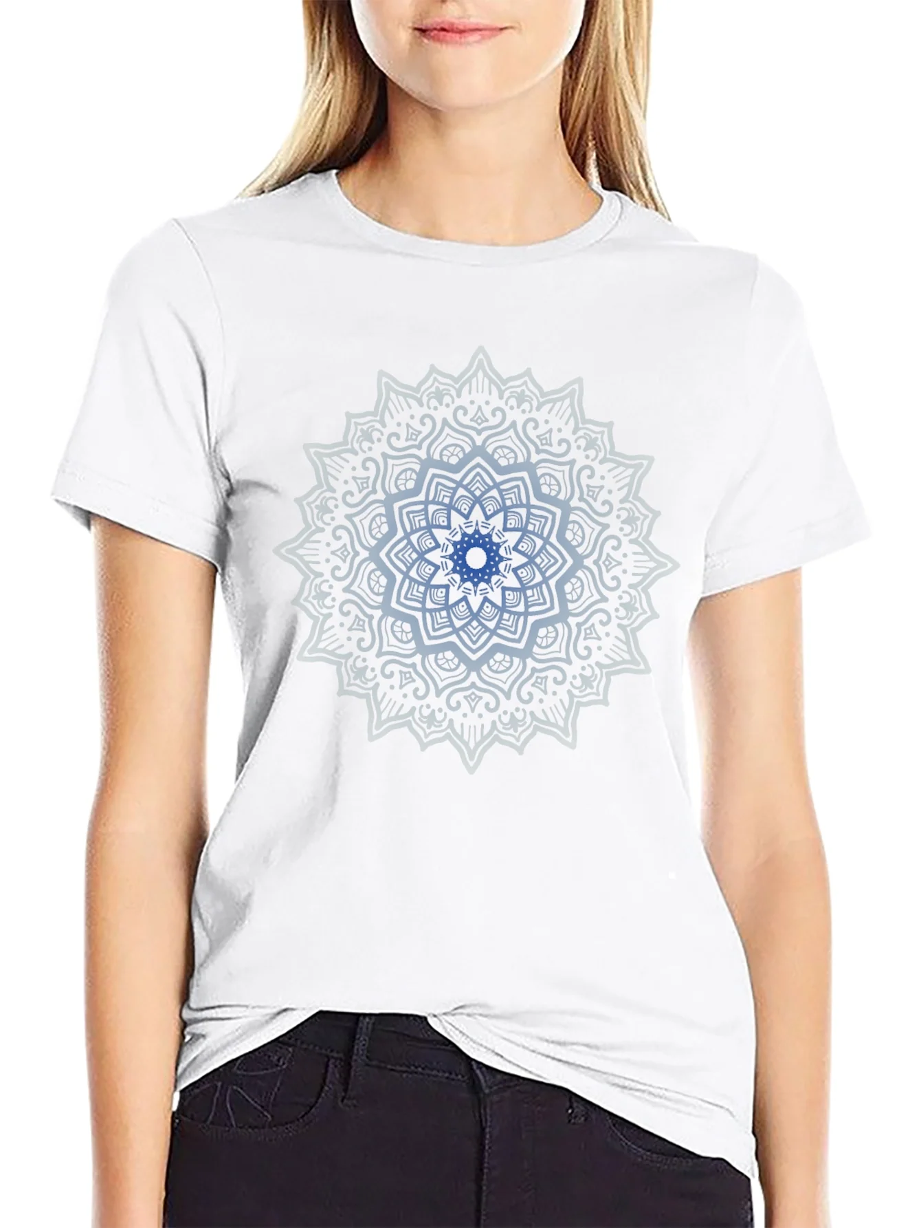 Camiseta Negra Mandala Azul para Hombre