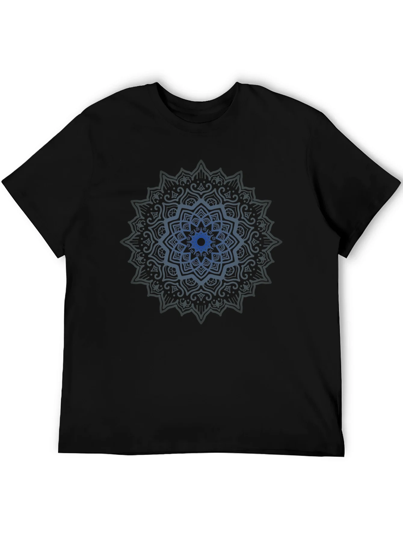 Camiseta Negra Mandala Azul para Hombre