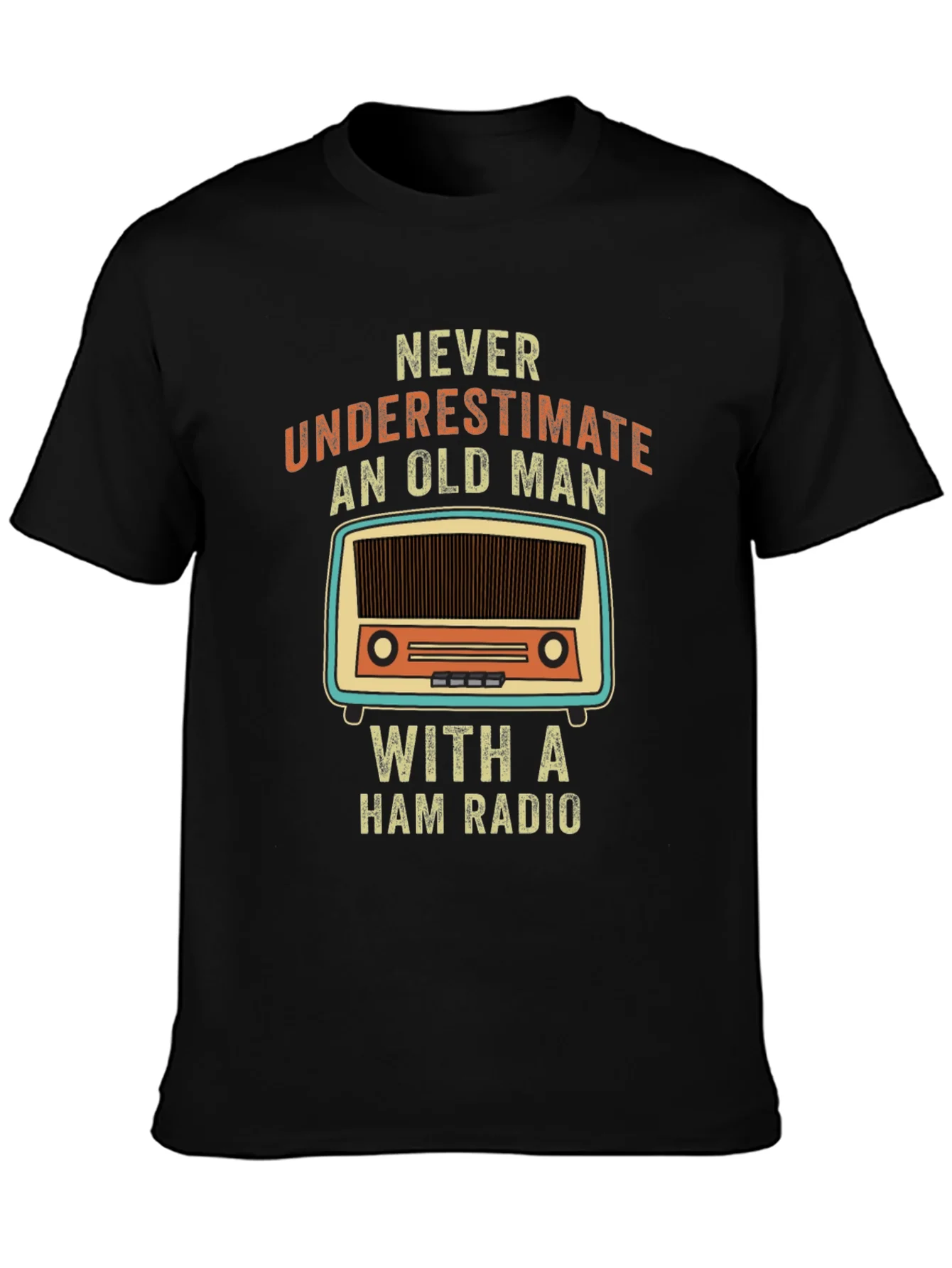 Camiseta Negra Hombre Radioaficionado - Nunca Subestimes