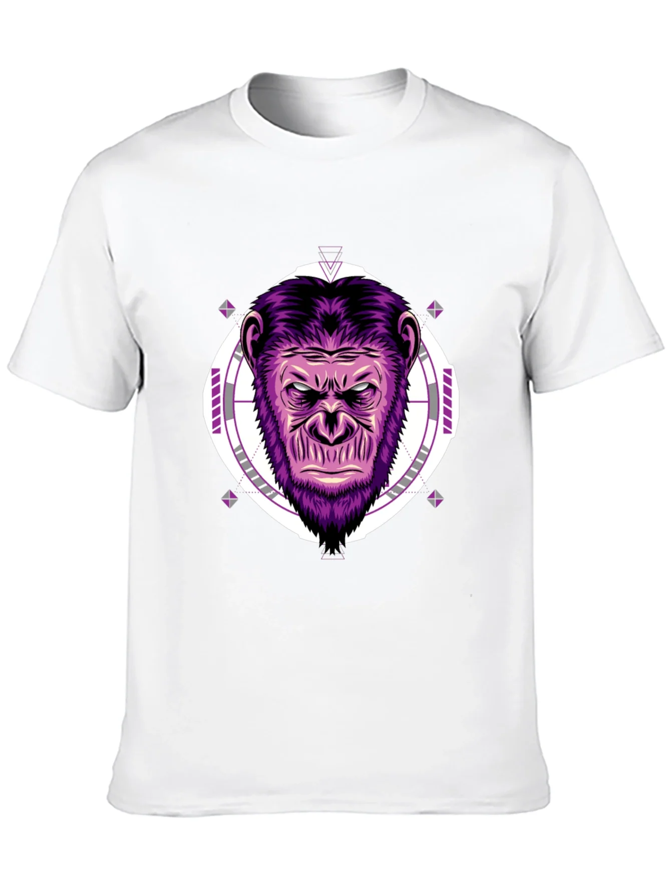 Camiseta Hombre Negra con Estampado de Gorila P¨²rpura